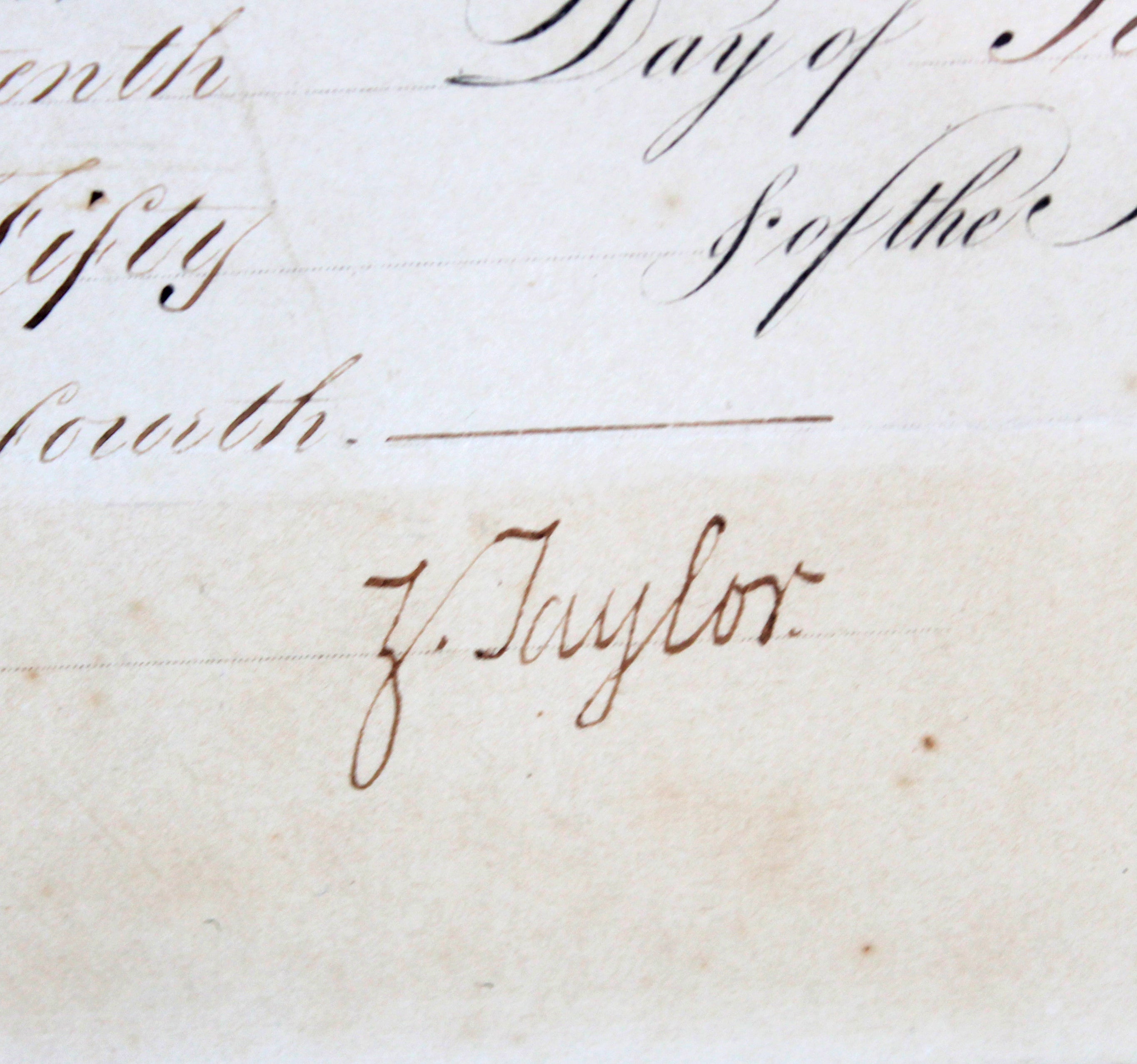 Zachary Taylor Authentic Signed 12.5x16 Framed Document Autographed BAS #A39872