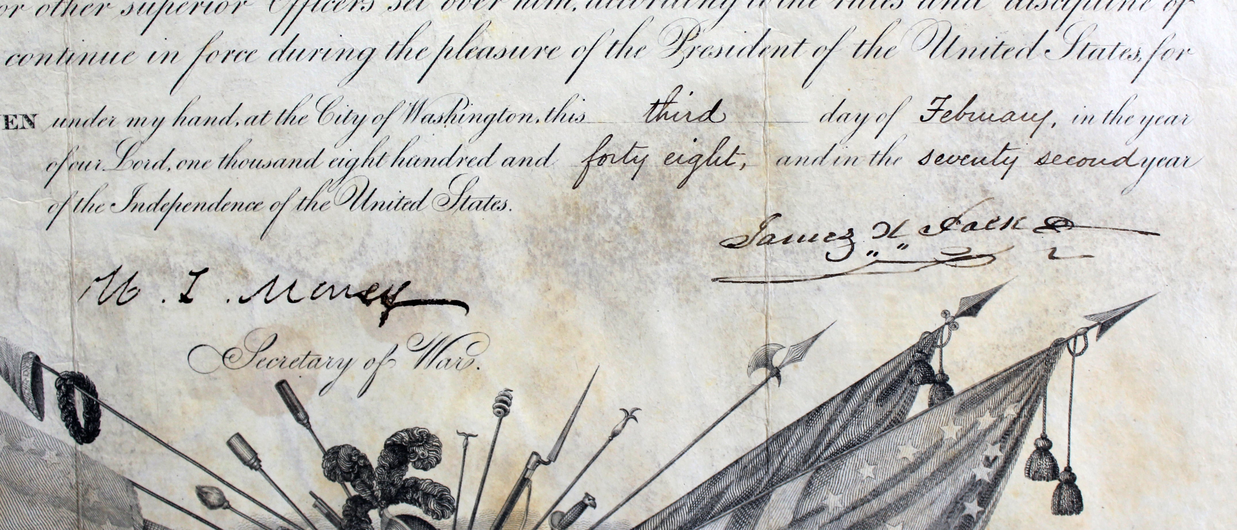 James K. Polk Authentic Signed 15.5x18 1848 Military Appointment Document BAS
