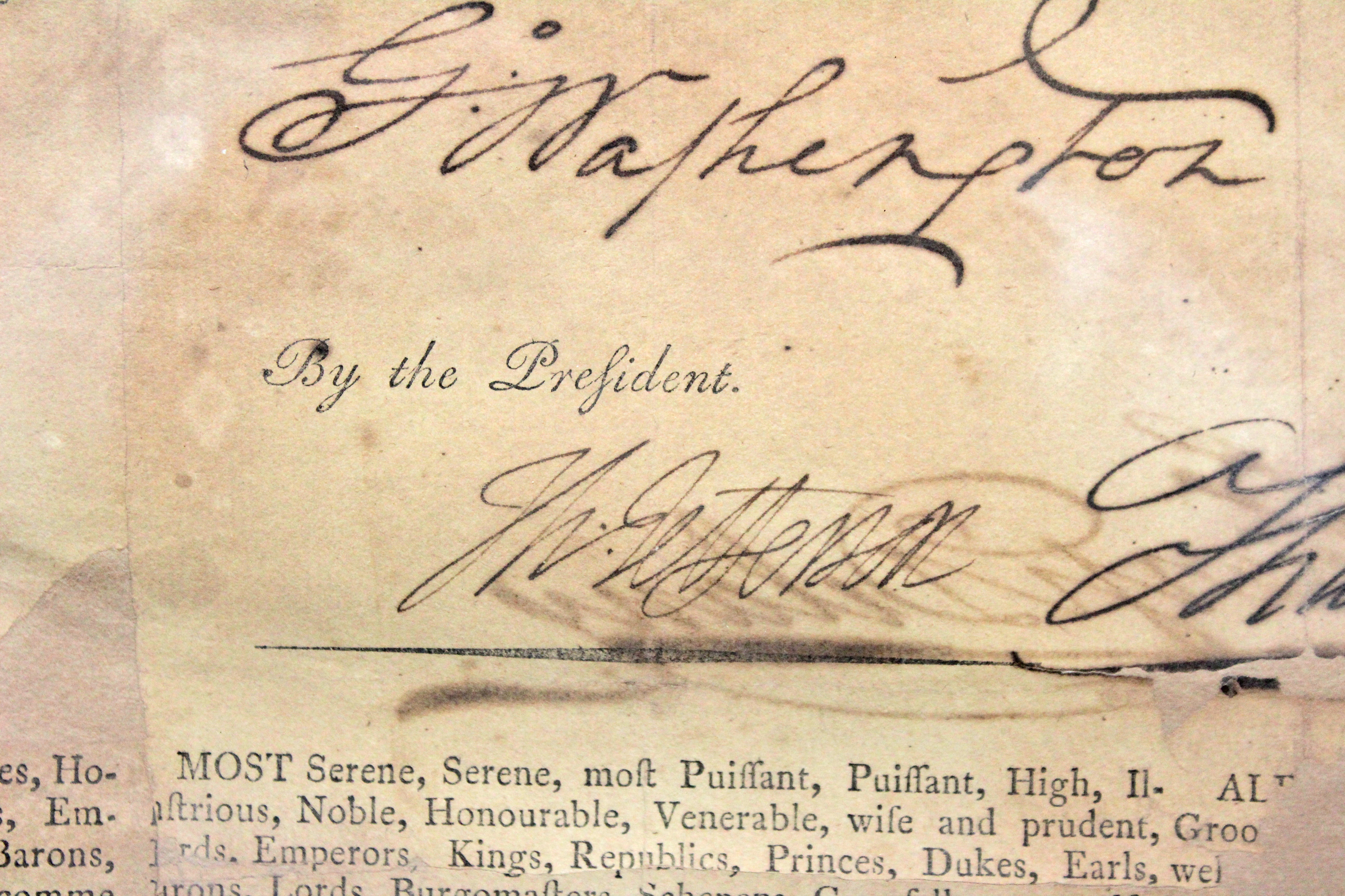 George Washington & Thomas Jefferson Signed 12.75x16 1793 Ship's Passport BAS
