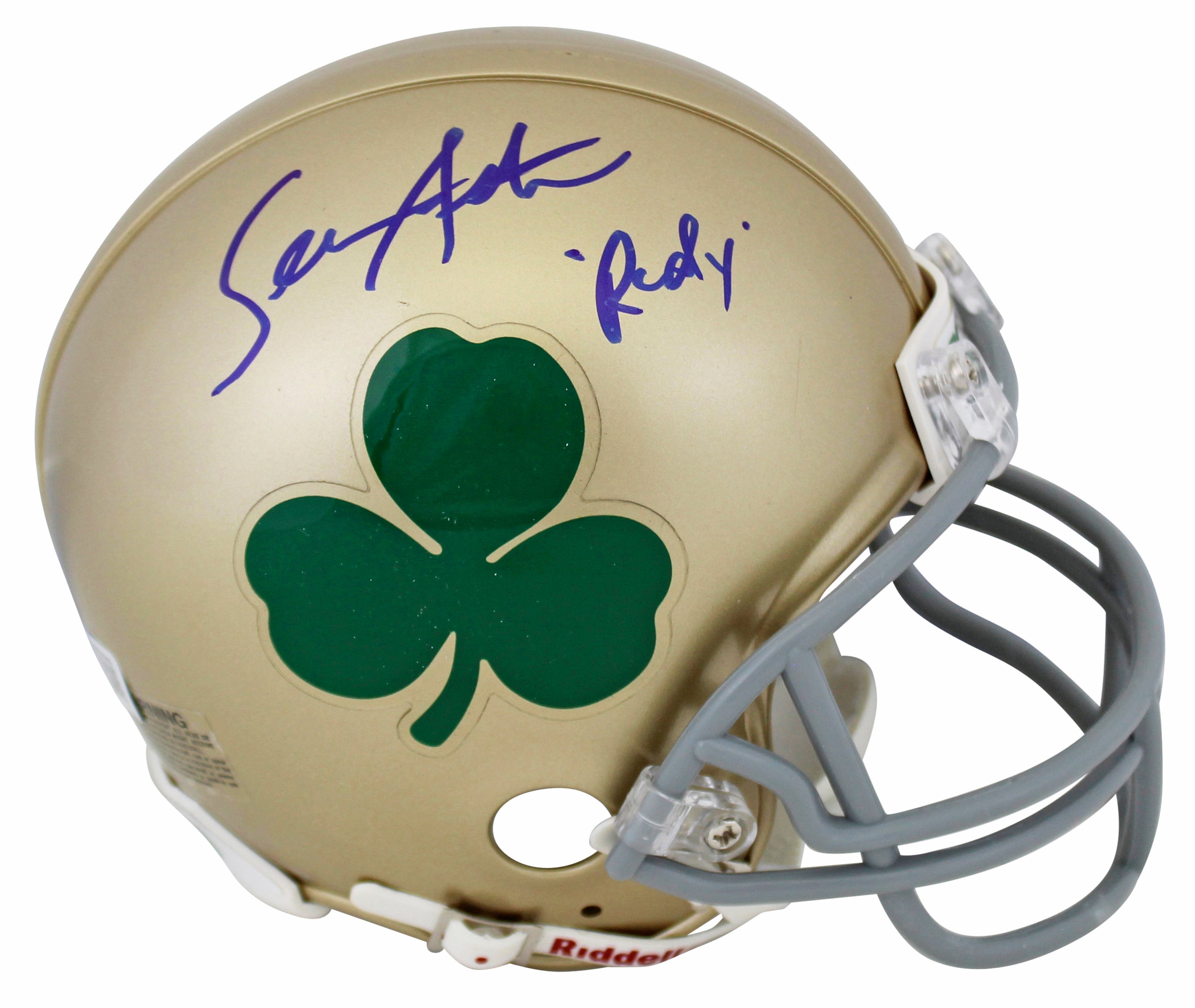 Sean Astin Rudy Authentic Signed Gold Rep Mini Helmet BAS Witnessed #1W851919