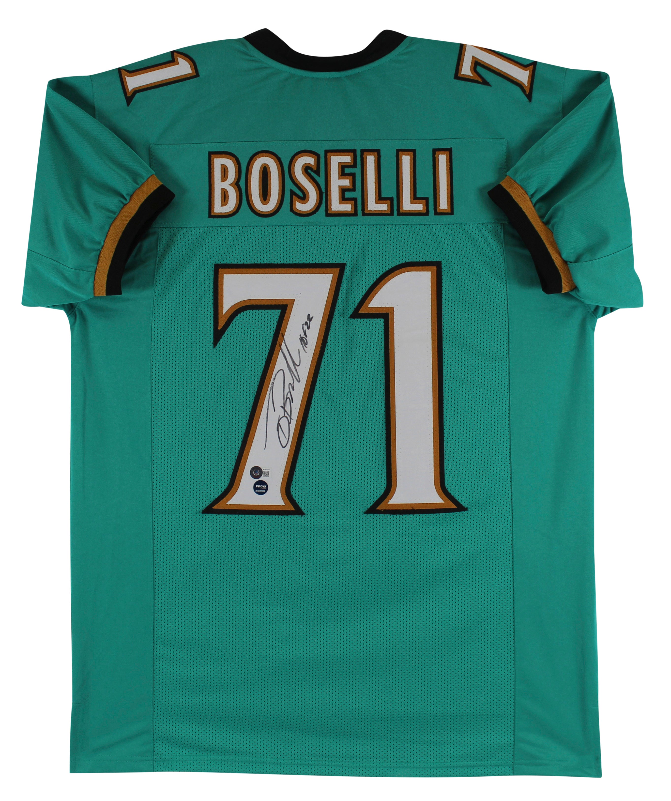 Tony Boselli "HOF 22" Authentic Signed Teal Pro Style Jersey BAS Witnessed