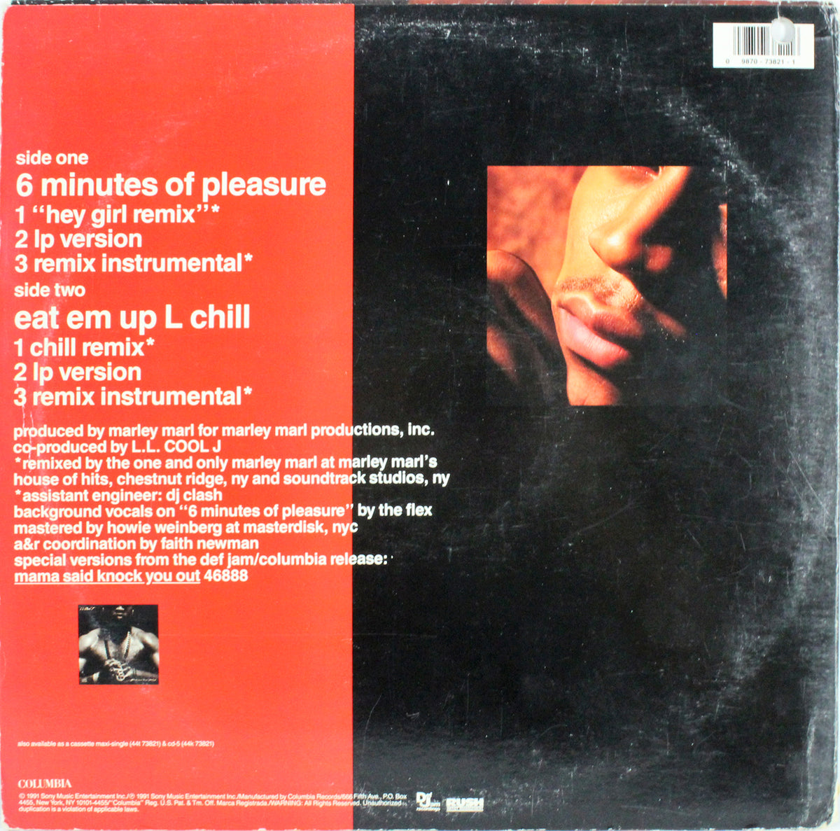 L.L. Cool J Signed 6 Minutes of Pleasure Album Cover W/ Vinyl BAS #H13263