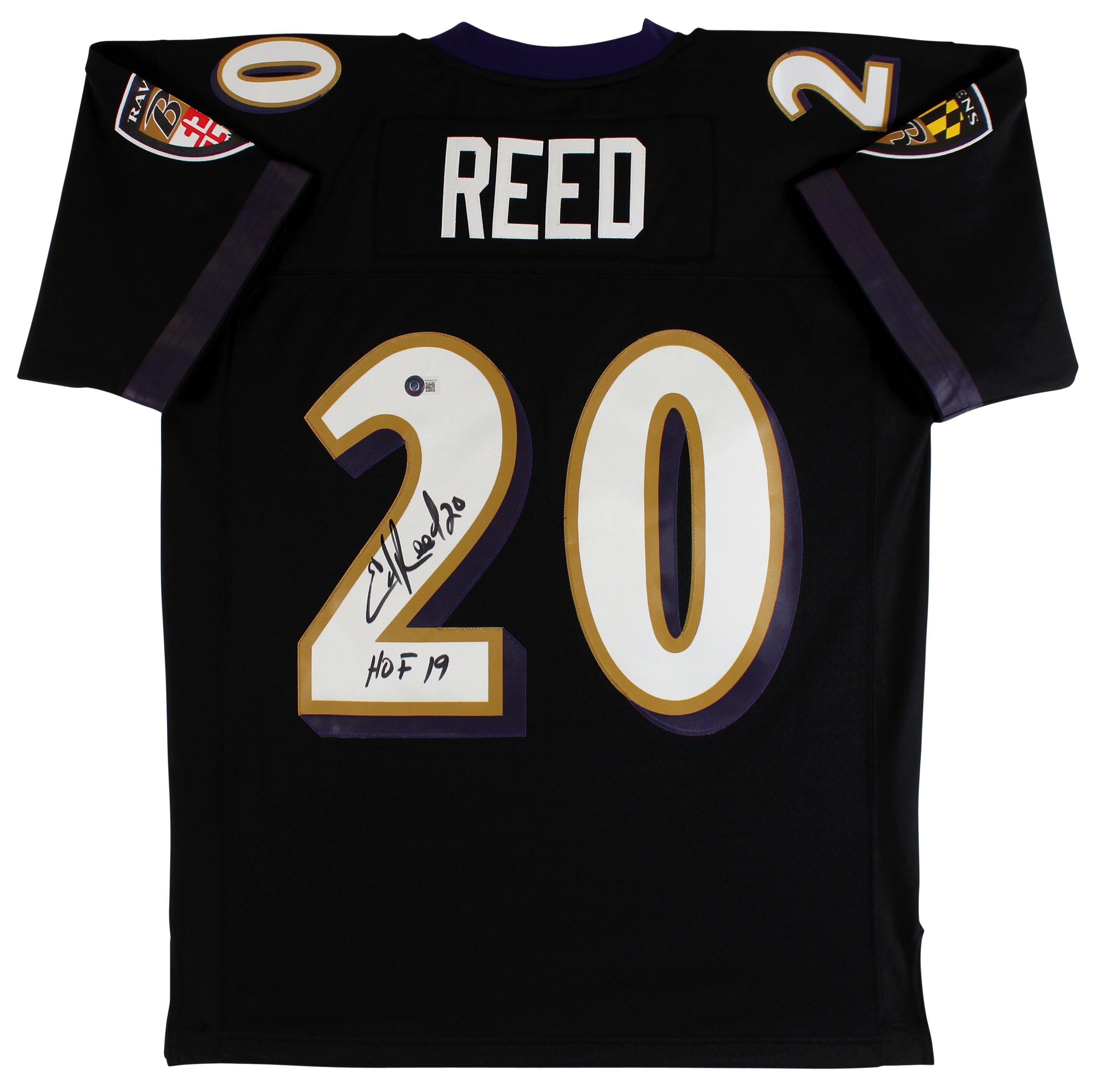 Ravens Ed Reed "HOF 19" Authentic Signed Black Mitchell & Ness Jersey BAS Wit