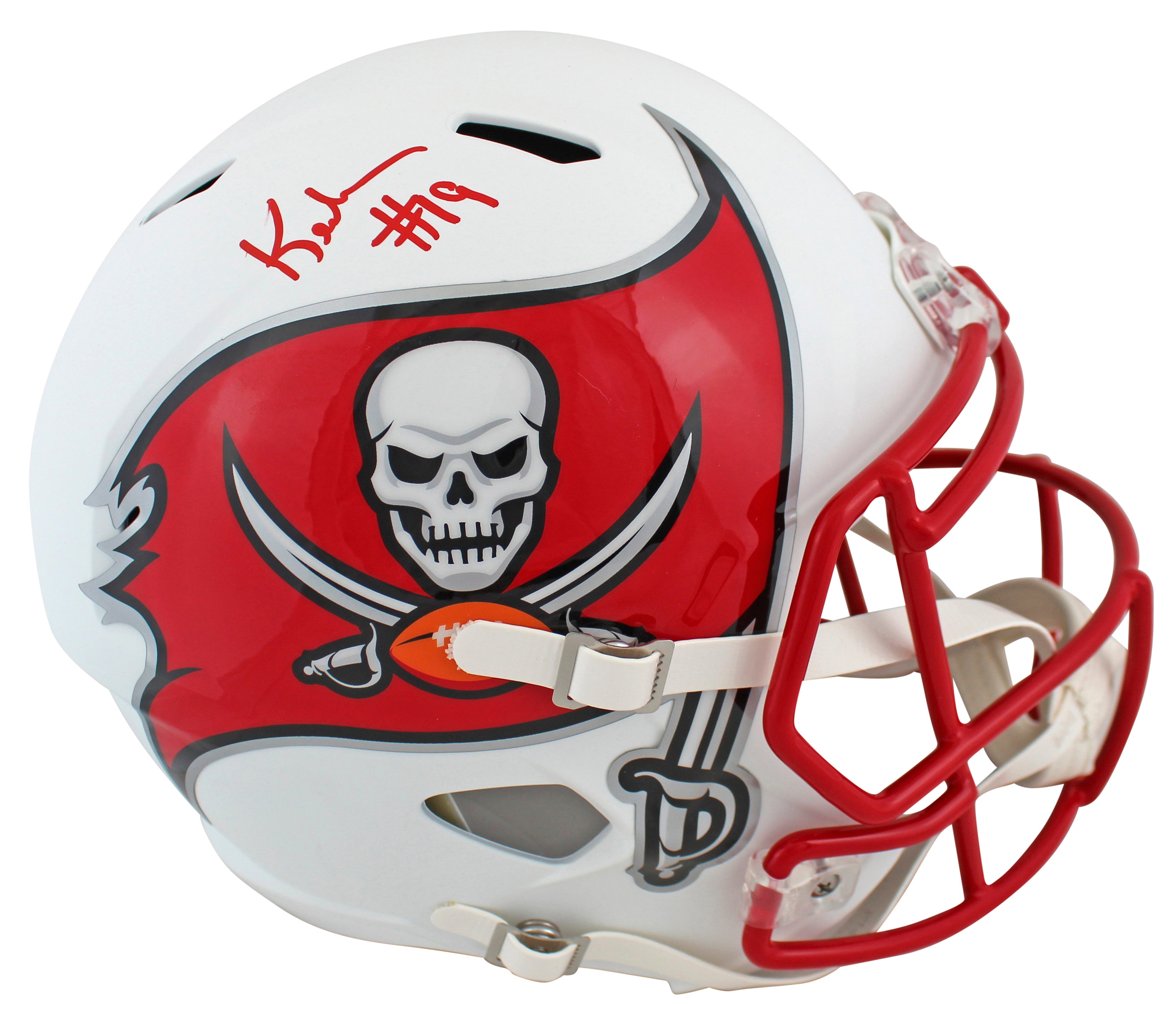 Buccaneers Keyshawn Johnson Signed Flat White Full Size Speed Rep Helmet JSA Wit