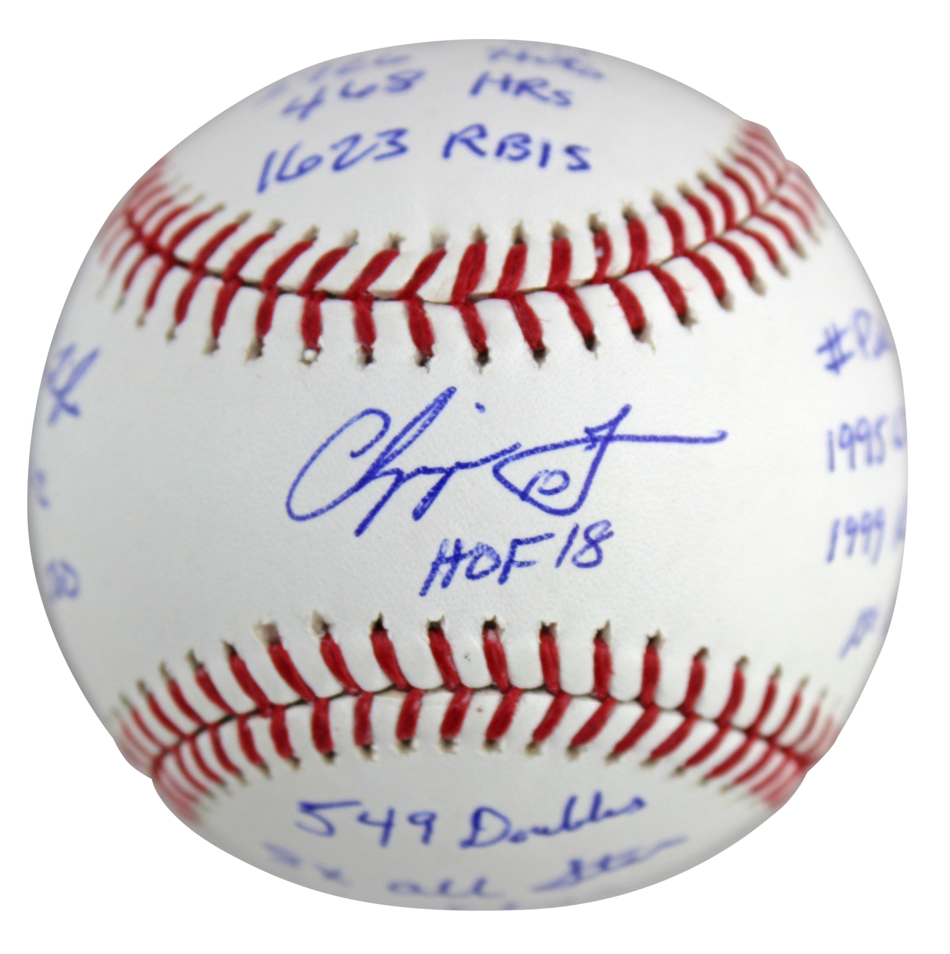 Braves Chipper Jones "Career Stat" Authentic Signed Oml Baseball Autographed BAS