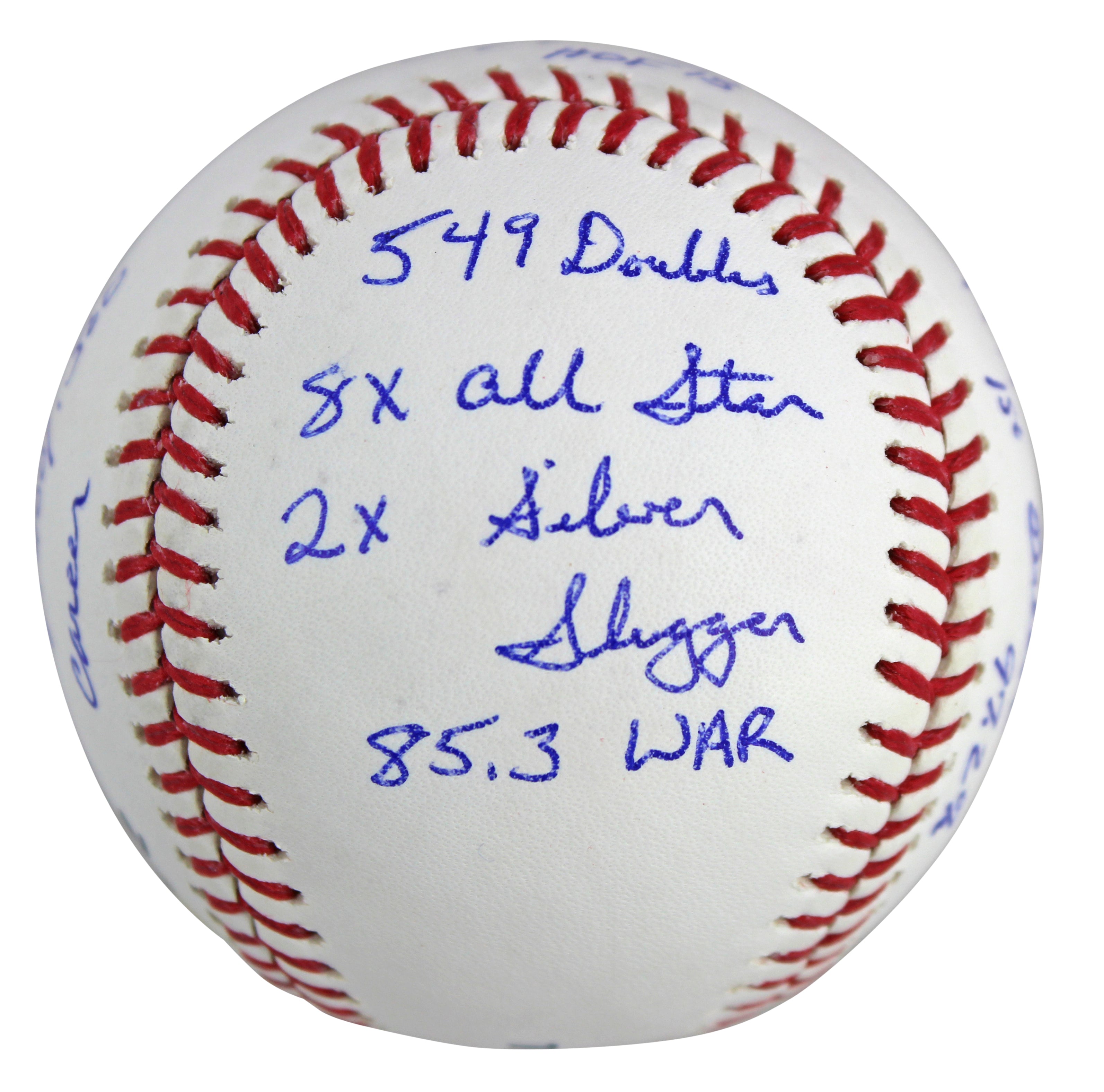 Braves Chipper Jones "Career Stat" Authentic Signed Oml Baseball Autographed BAS