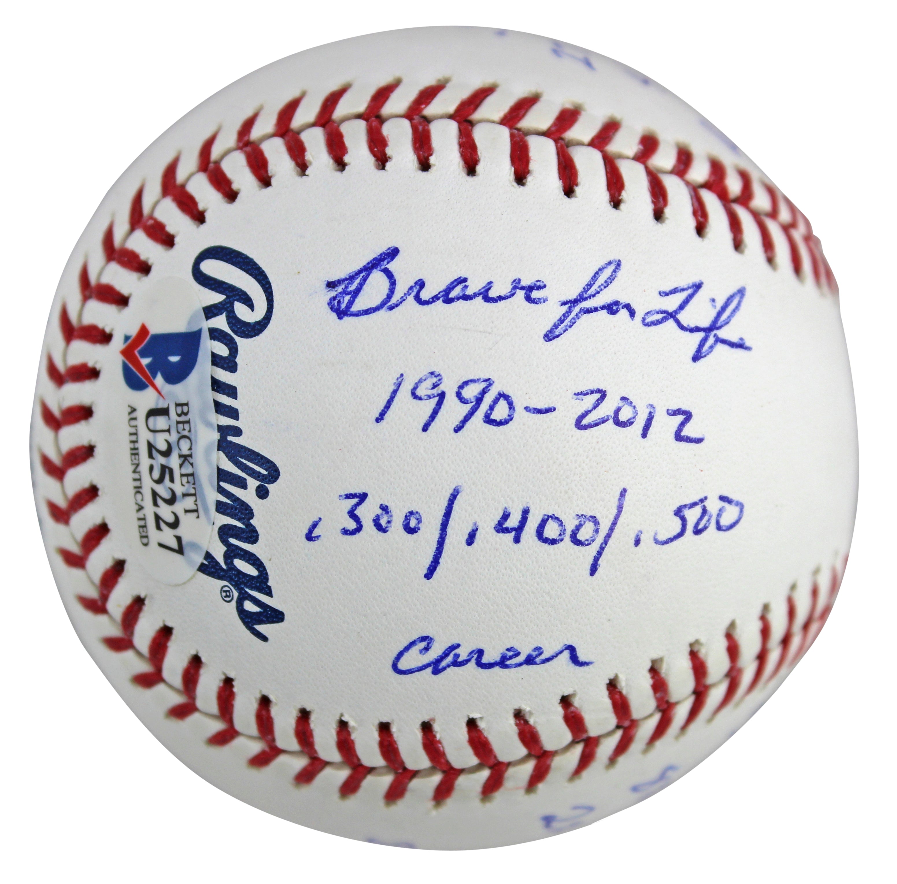 Braves Chipper Jones "Career Stat" Authentic Signed Oml Baseball Autographed BAS