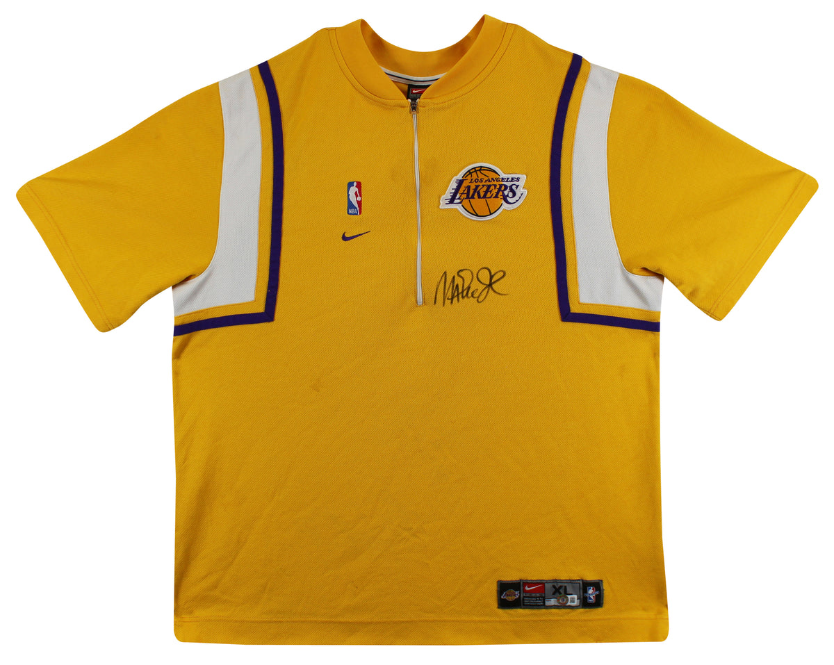 Lakers Magic Johnson Signed Yellow Nike Warmup Shirt BAS Witnessed #W205614