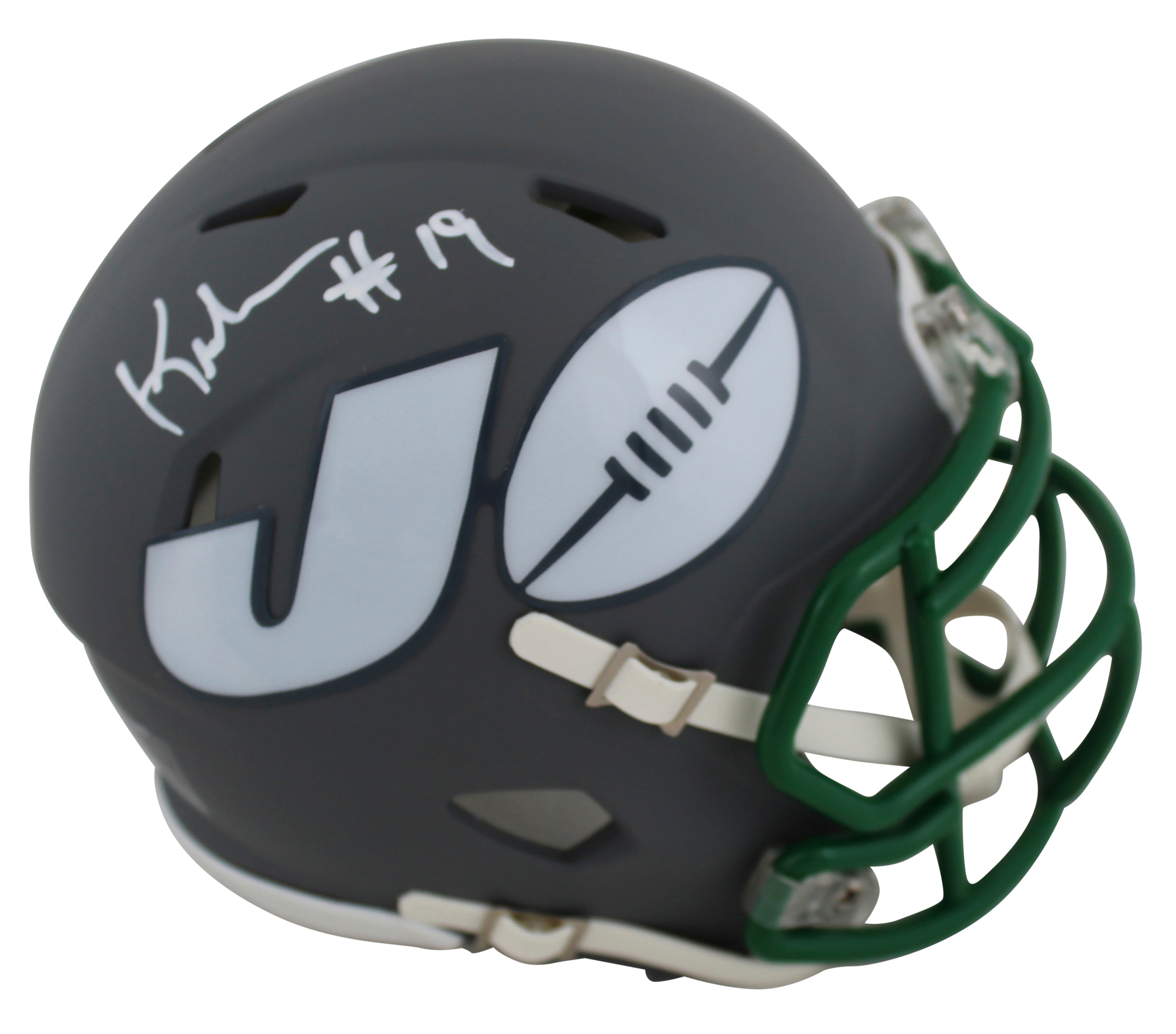 Jets Keyshawn Johnson Authentic Signed AMP Speed Mini Helmet JSA Witness