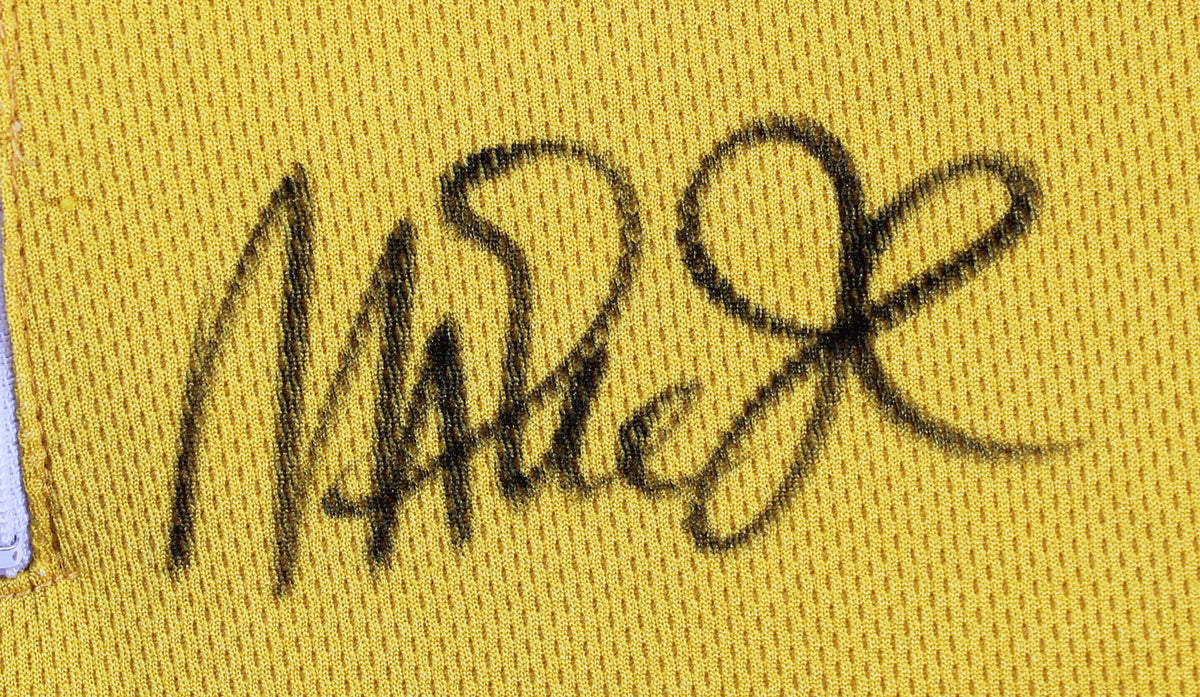 Lakers Magic Johnson Signed Yellow Nike Warmup Shirt BAS Witnessed #W205614