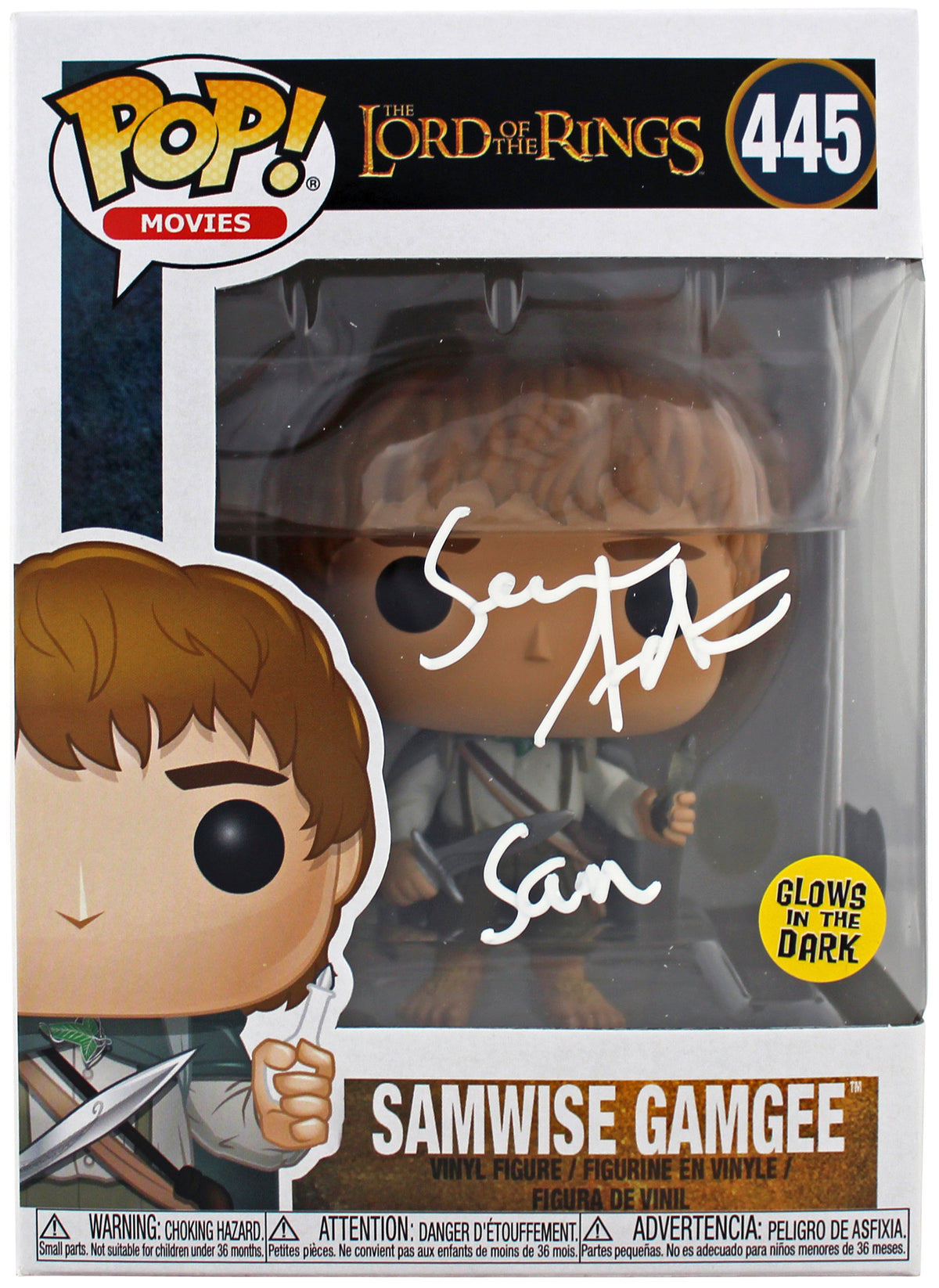 Sean Astin LOTR "Sam" Signed Funko Pop Vinyl Figure w/ White Sig BAS Witnessed