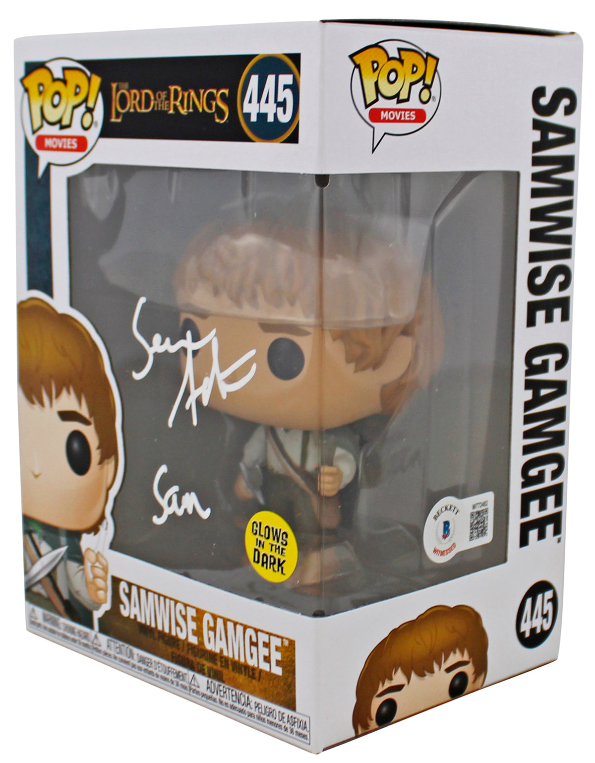 Sean Astin LOTR "Sam" Signed Funko Pop Vinyl Figure w/ White Sig BAS Witnessed