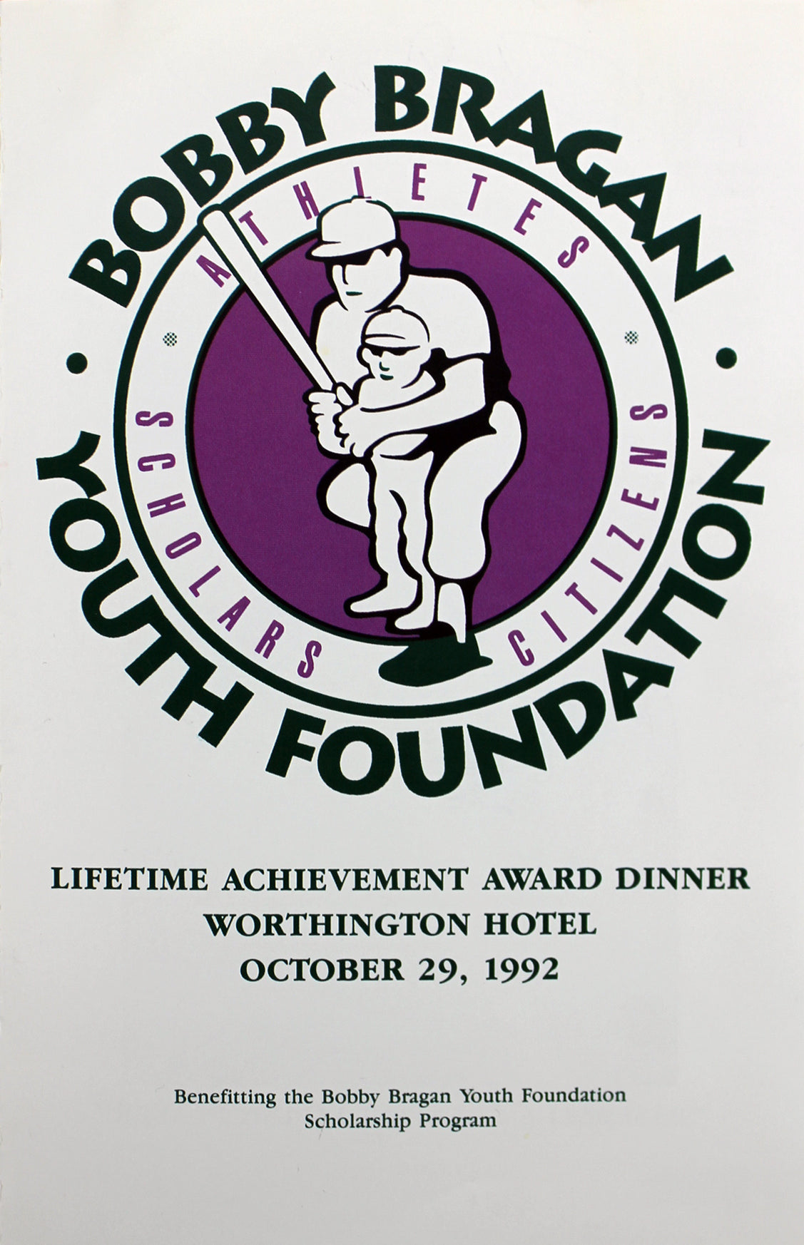 Yankees Joe DiMaggio Signed Bobby Bragan Youth Foundation Program BAS #A84997