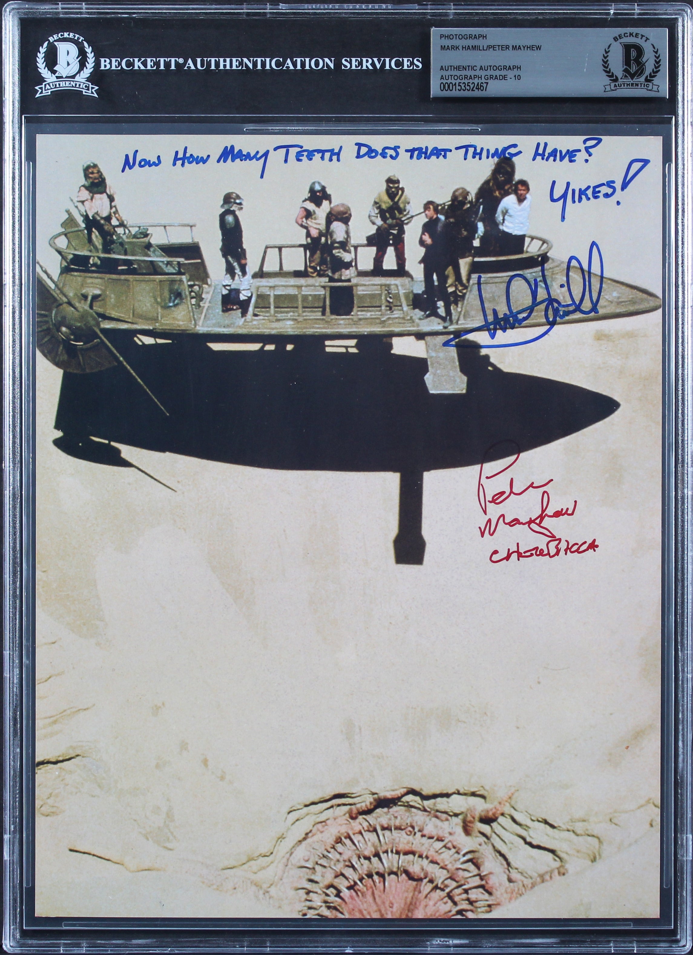 Mark Hamill & Peter Mayhew Star Wars Signed 8x10 Photo Auto 10! BAS Slabbed