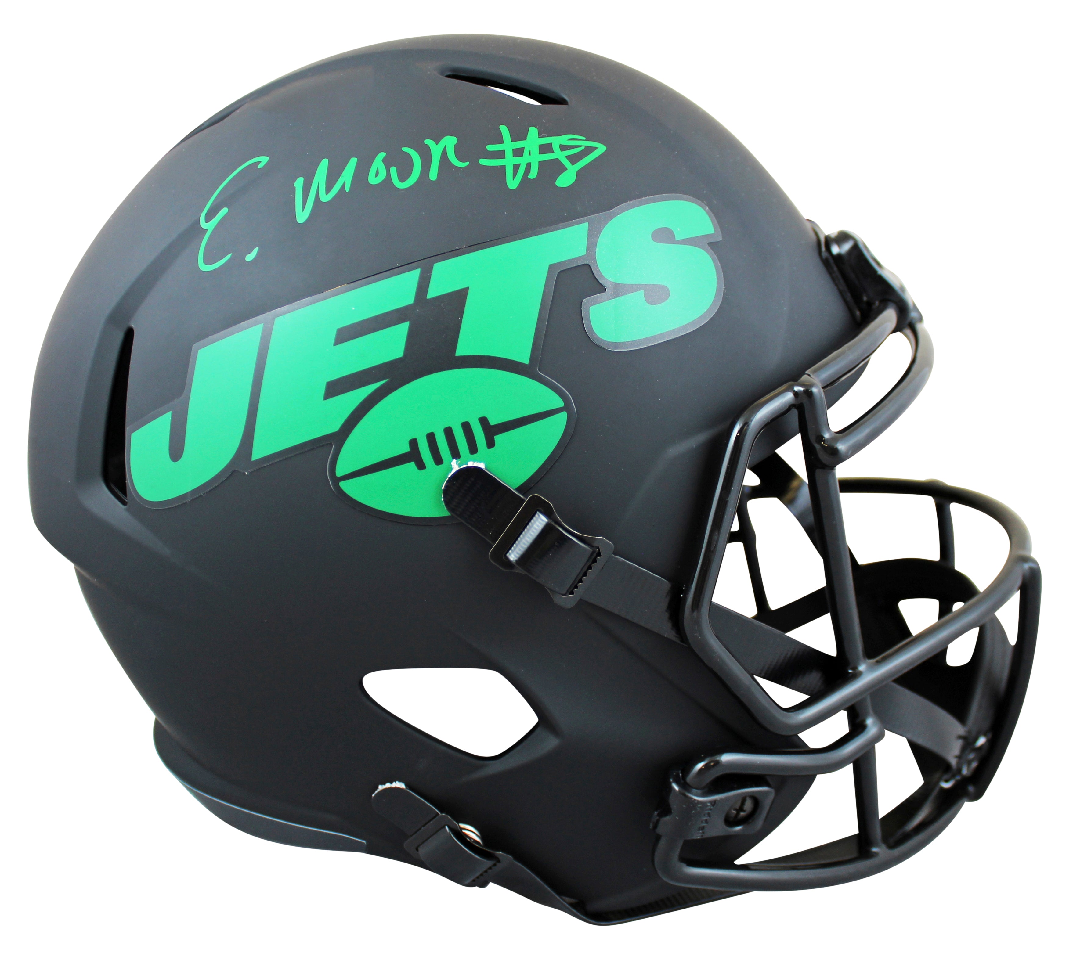 Jets Elijah Moore Signed Eclipse Full Size Speed Rep Helmet BAS Witnessed