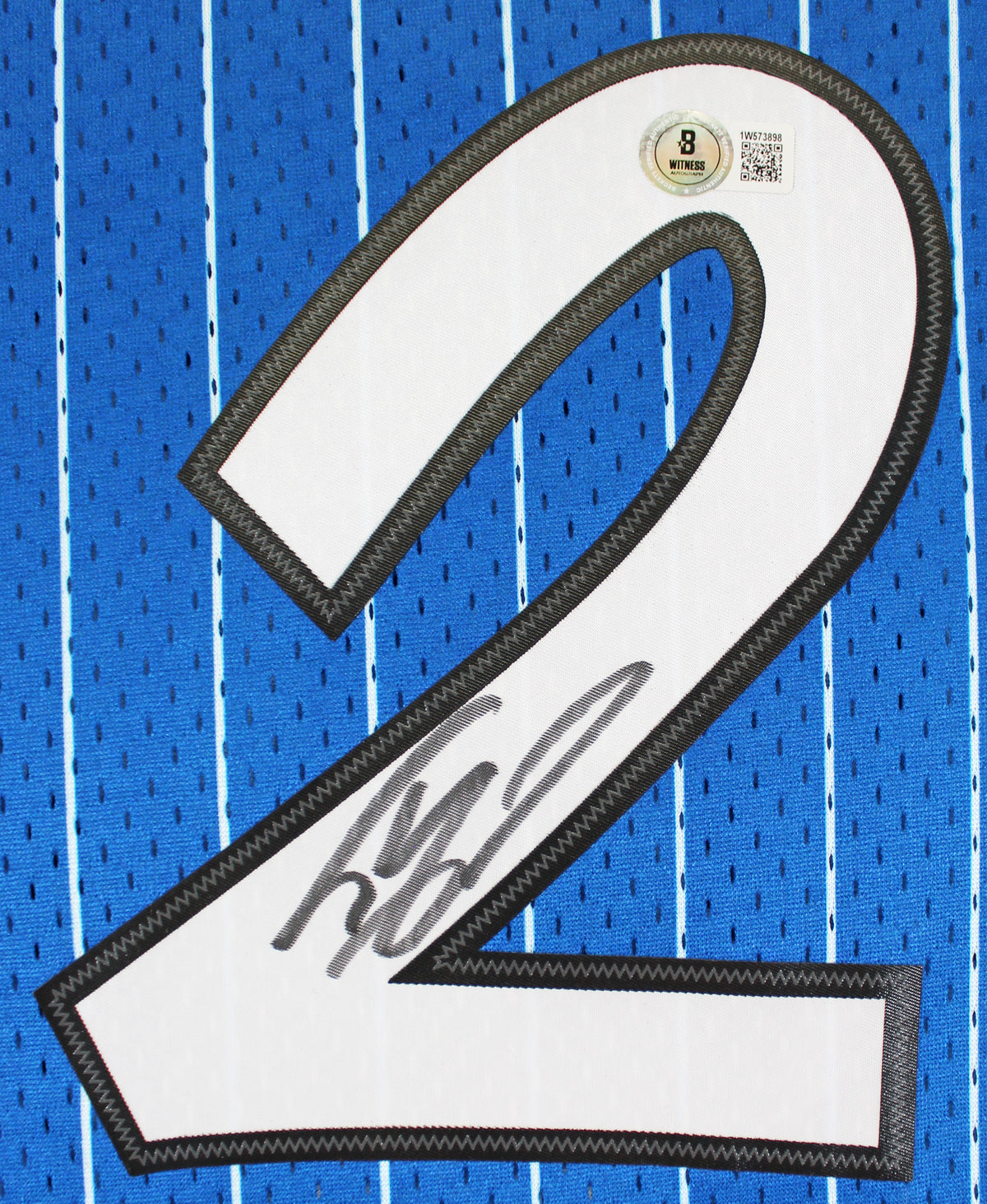 Magic Shaquille O'Neal Signed Blue M&N 1994-95 HWC Swingman Jersey BAS Witnessed