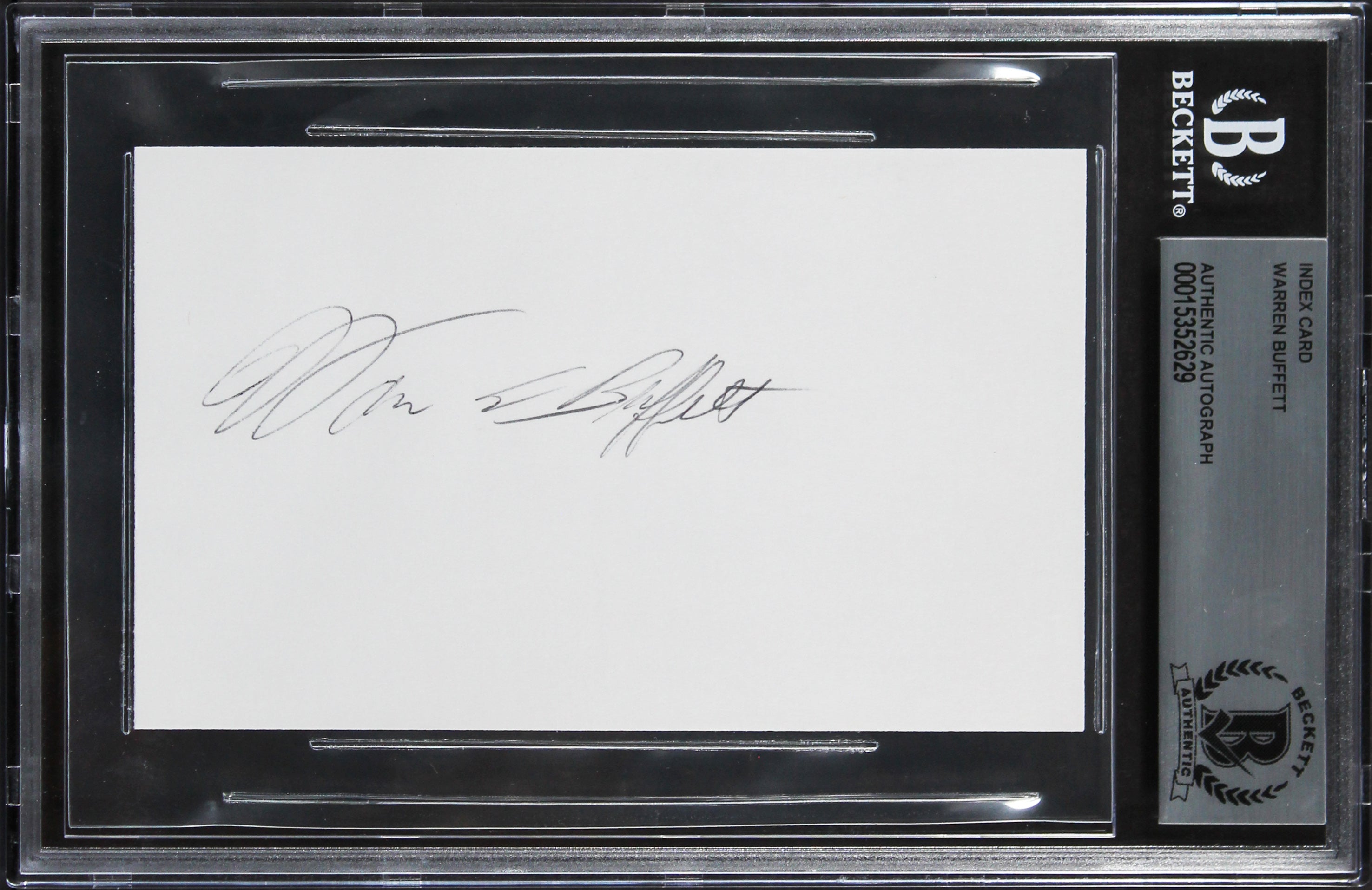 Warren Buffett Berkshire Hathaway Authentic Signed 3x5 Index Card BAS Slabbed