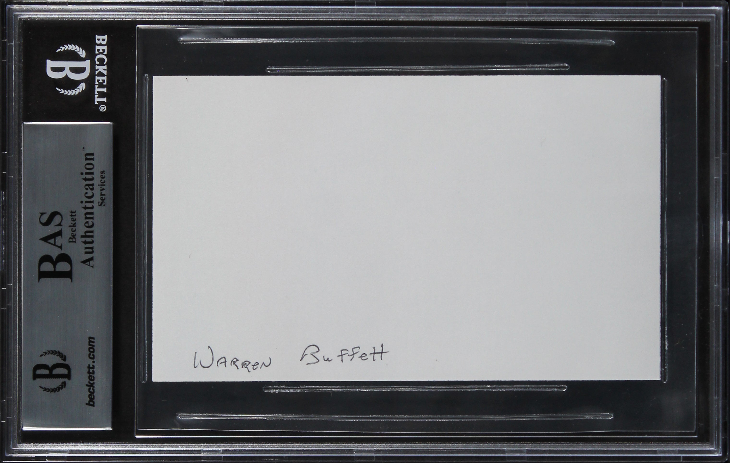 Warren Buffett Berkshire Hathaway Authentic Signed 3x5 Index Card BAS Slabbed