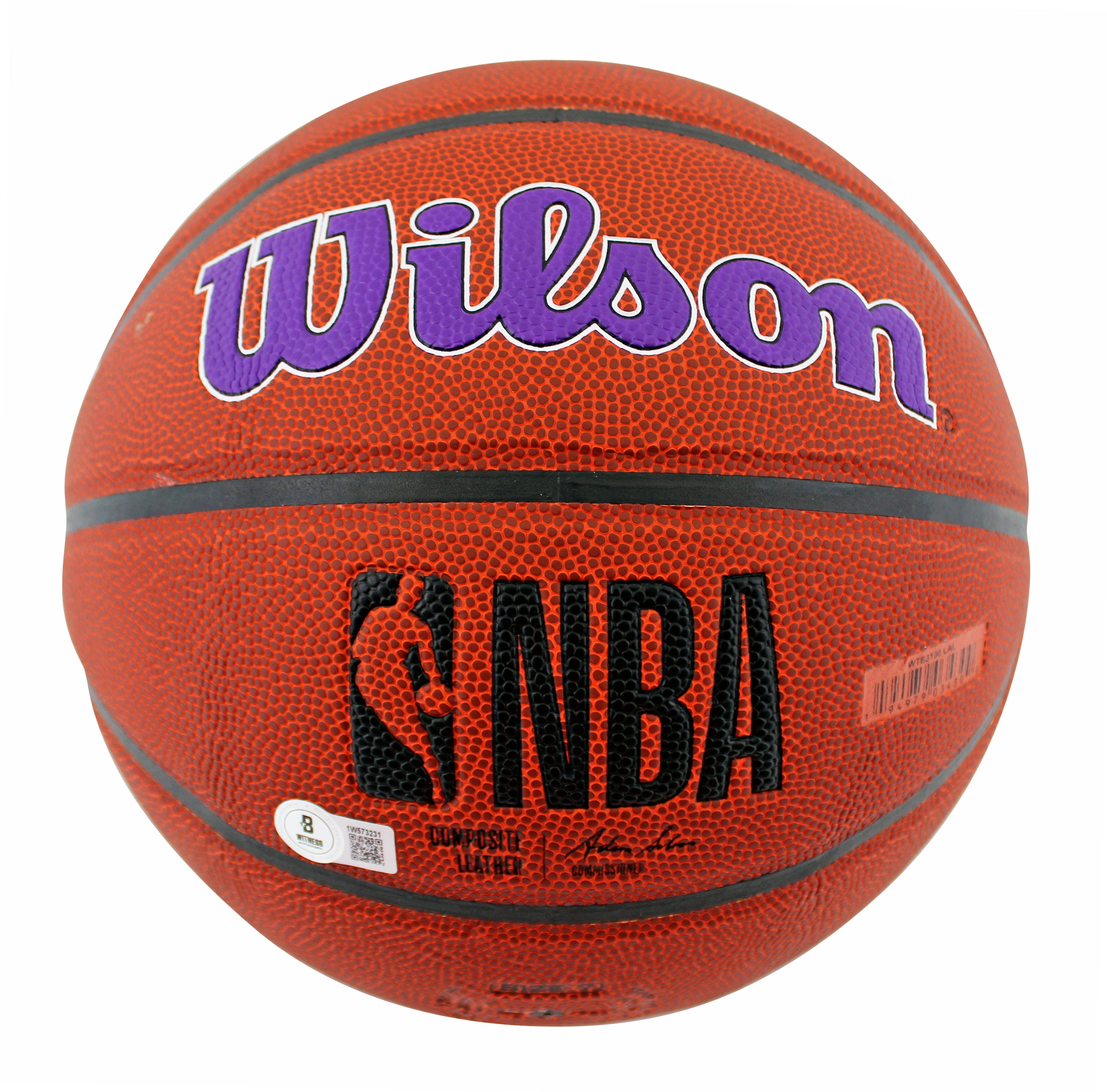 Lakers Shaquille O'Neal Signed Wilson Lakers Logo Basketball W/ Case BAS Wit 2