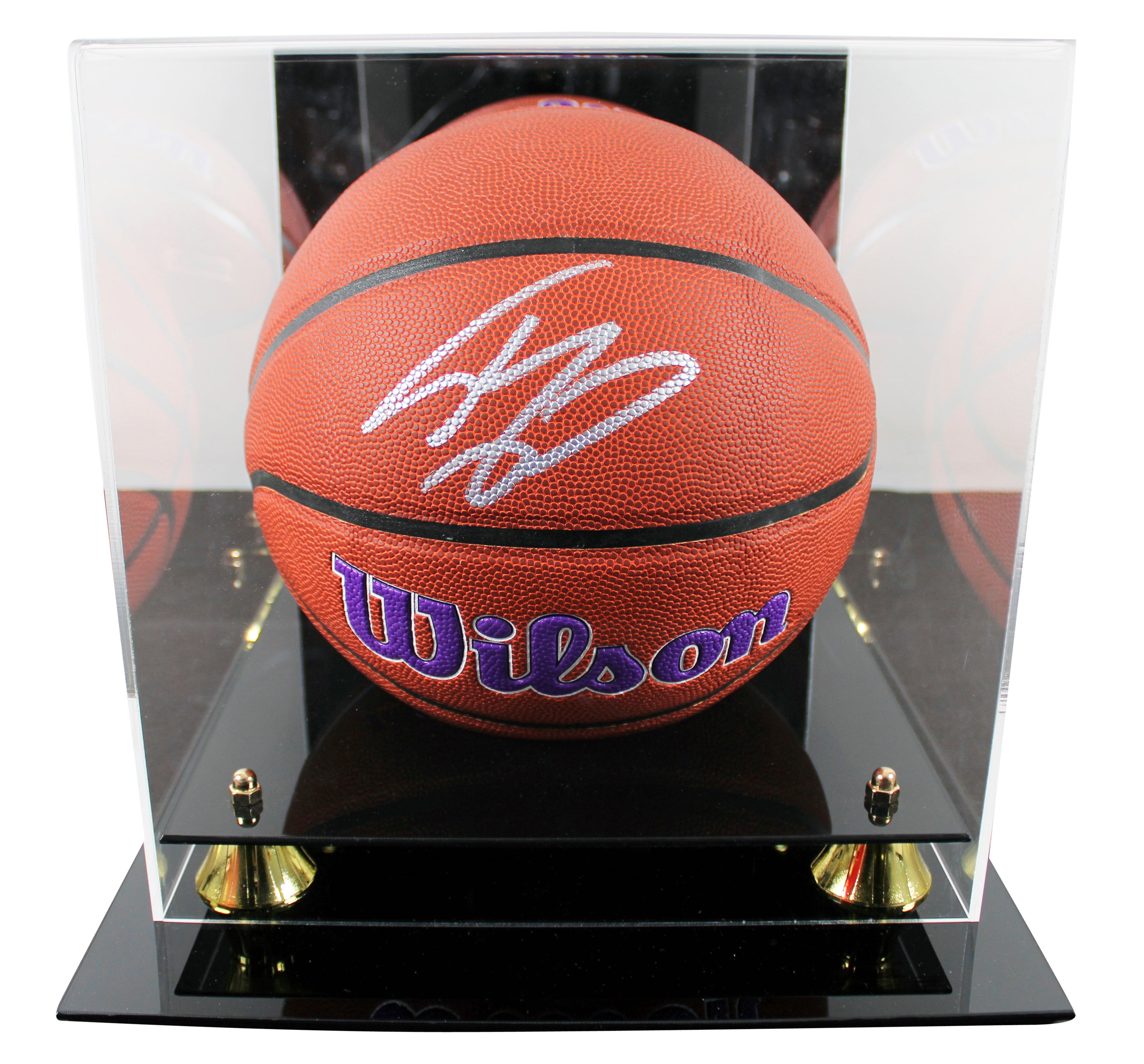 Lakers Shaquille O'Neal Signed Wilson Lakers Logo Basketball W/ Case BAS Wit 2