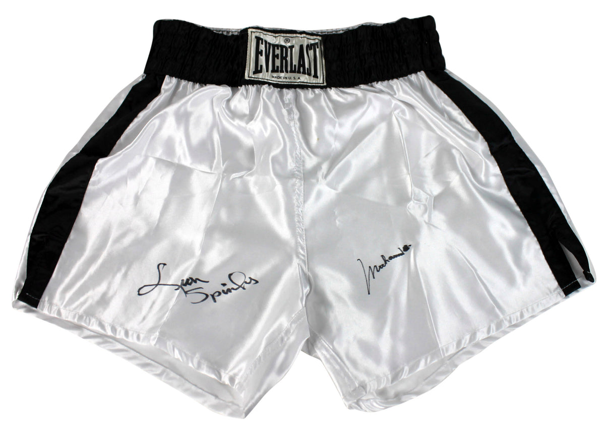 Muhammad Ali & Leon Spinks Authentic Signed Everlast Boxing Trunks BAS #A87594