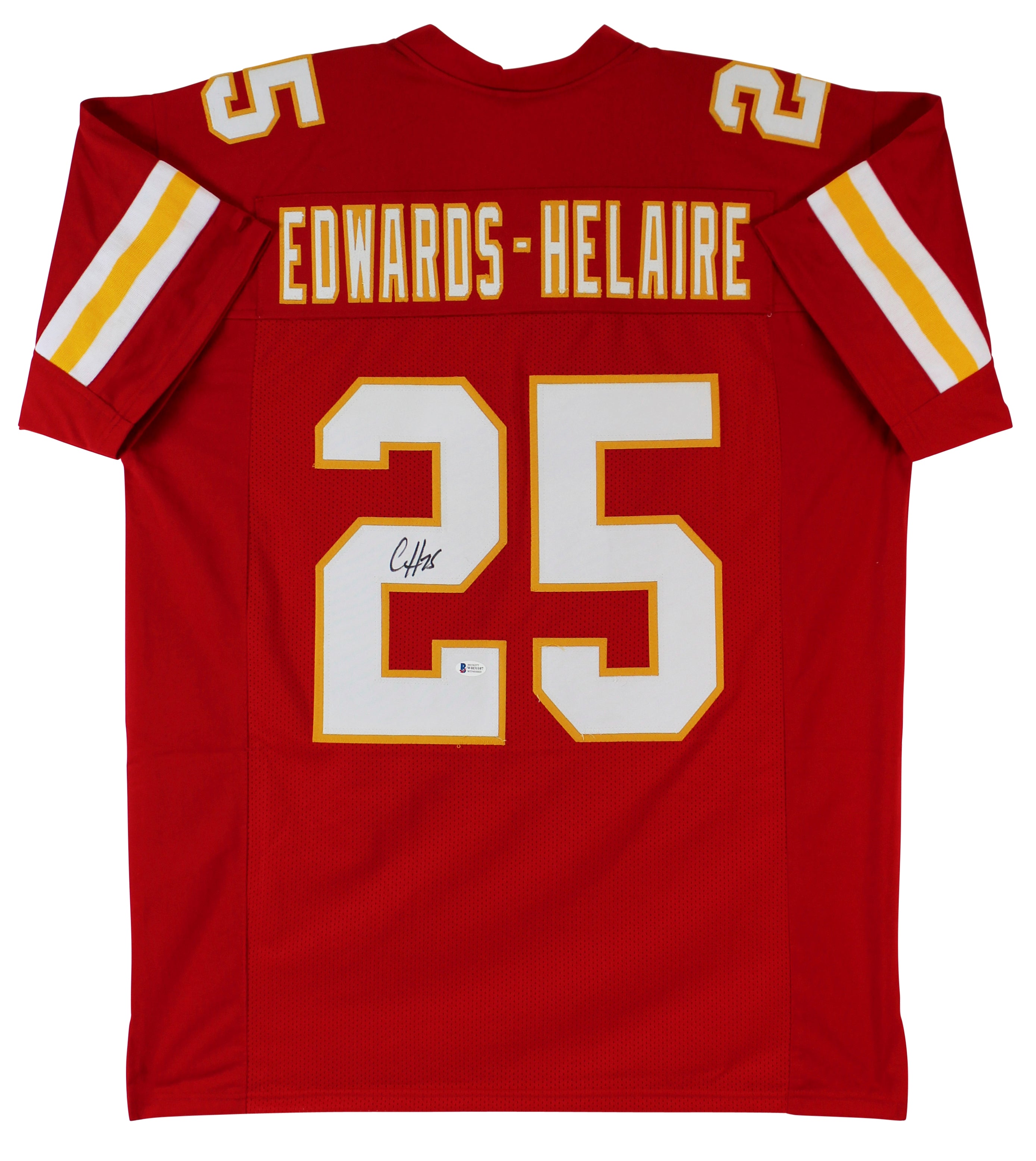 Clyde Edwards-Helaire Authentic Signed Red Pro Style Jersey BAS Witnessed