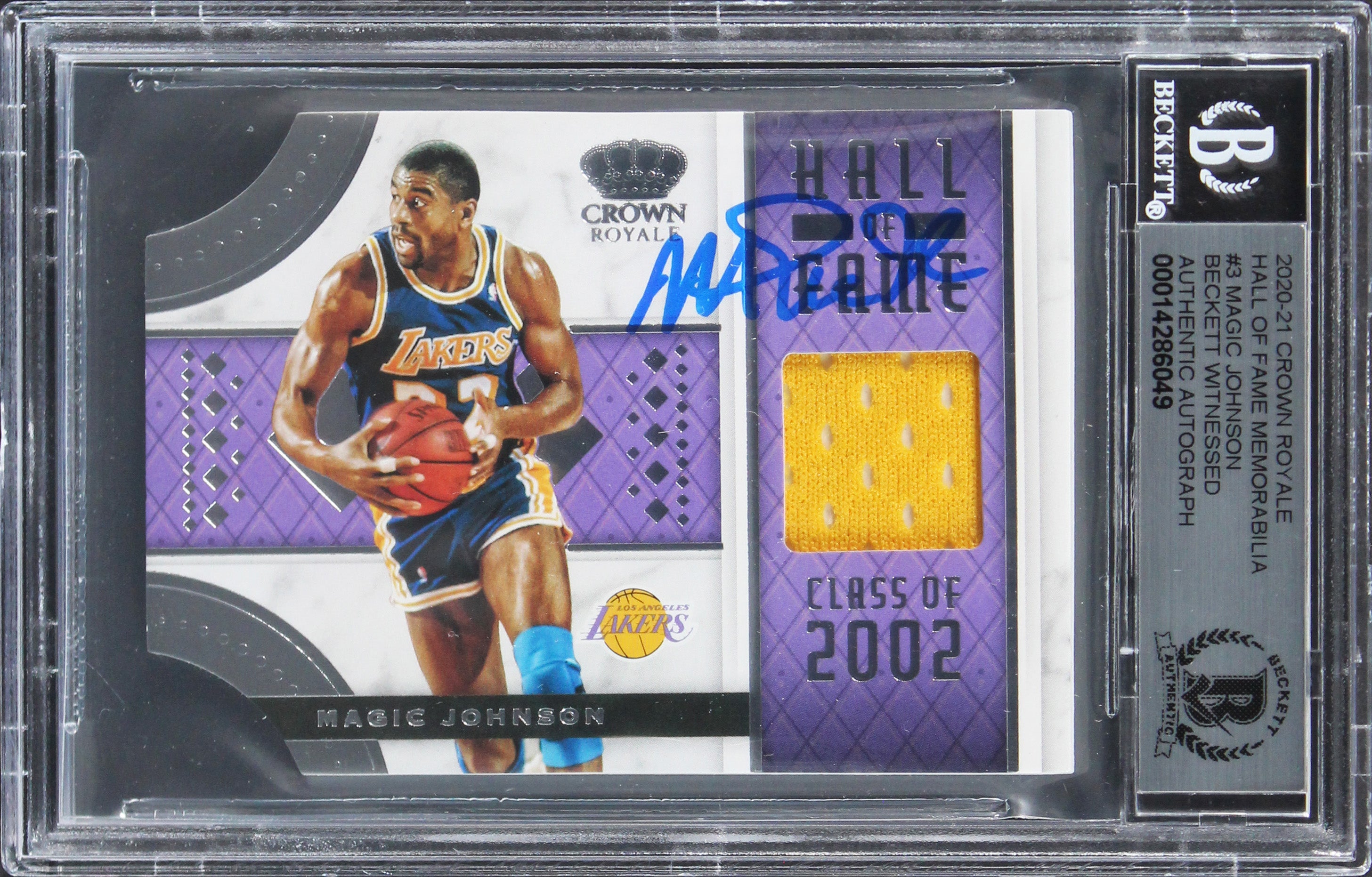 Magic Johnson Signed 2020 Crown Royale HOF Mem #3 Card Auto 10! BAS Slabbed 3