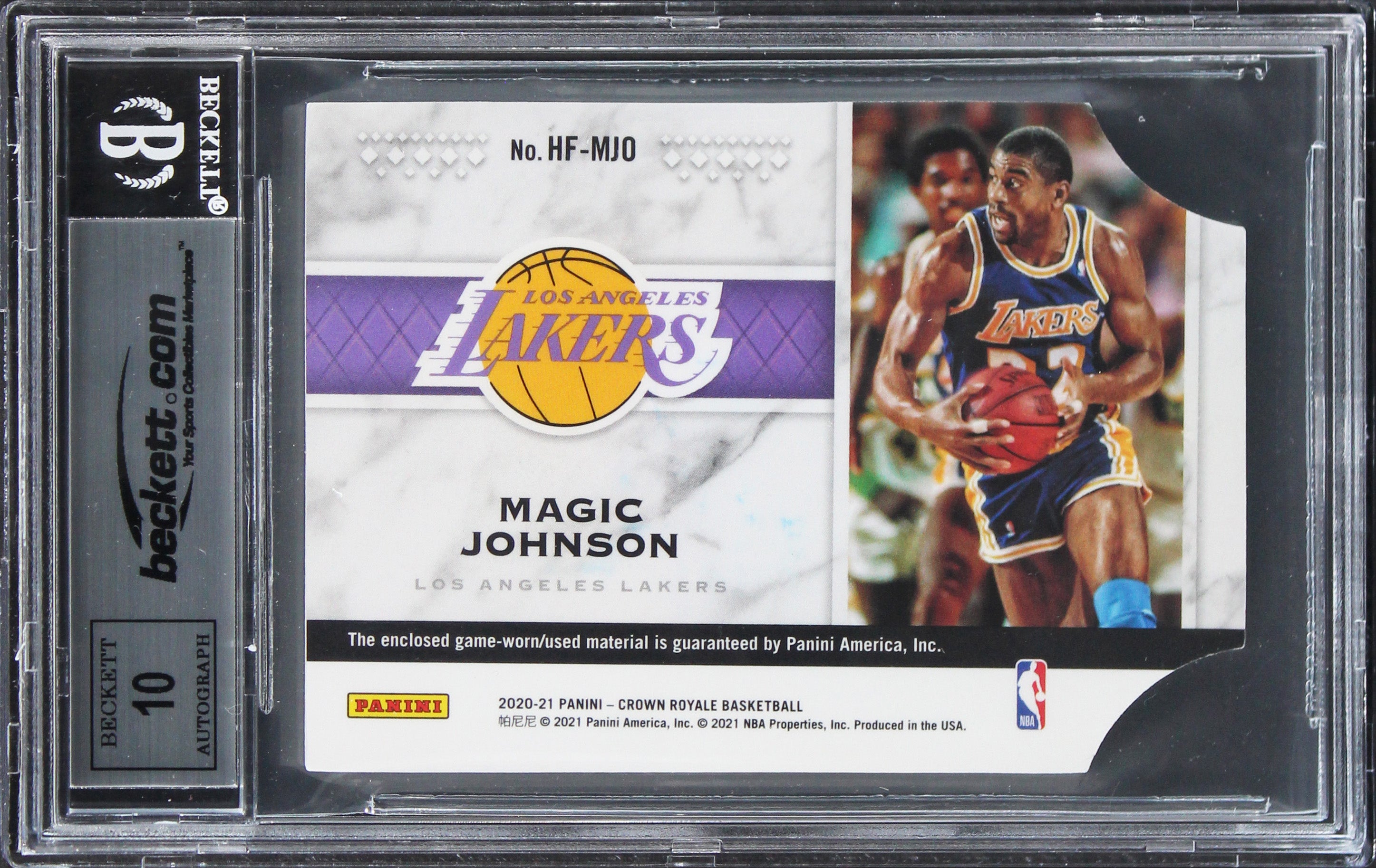 Magic Johnson Signed 2020 Crown Royale HOF Mem #3 Card Auto 10! BAS Slabbed 3