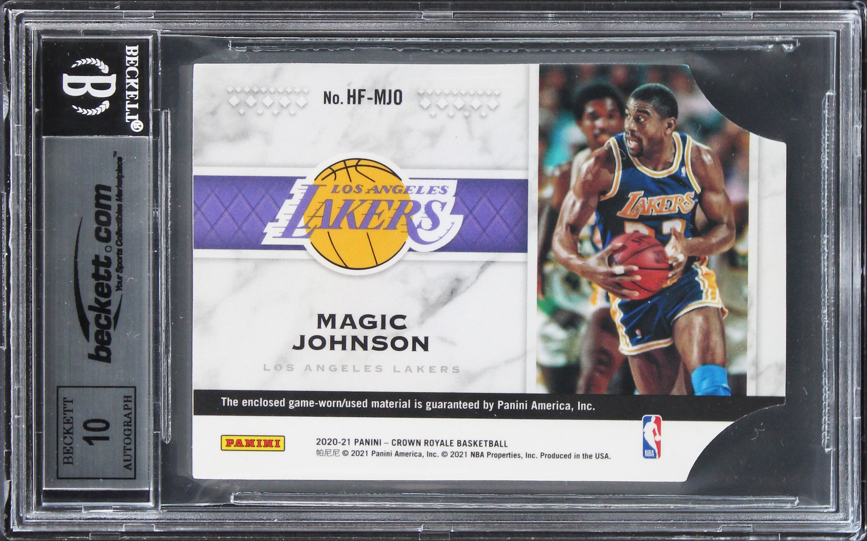 Magic Johnson Signed 2020 Crown Royale HOF Mem #3 Card Auto 10! BAS Slabbed 2