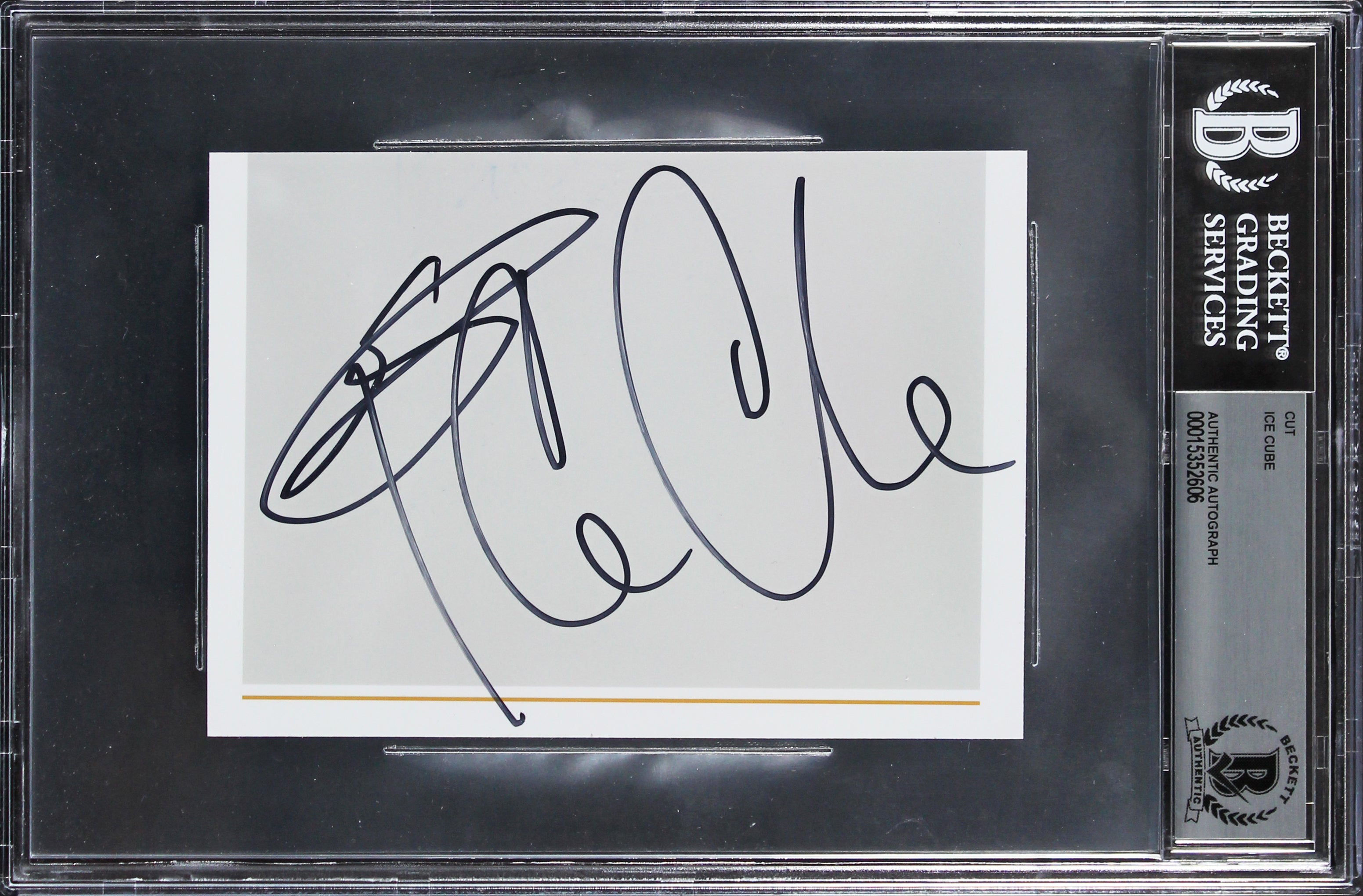 Ice Cube N.W.A Authentic Signed 3.75x5.5 Cut Signature Autographed BAS Slabbed