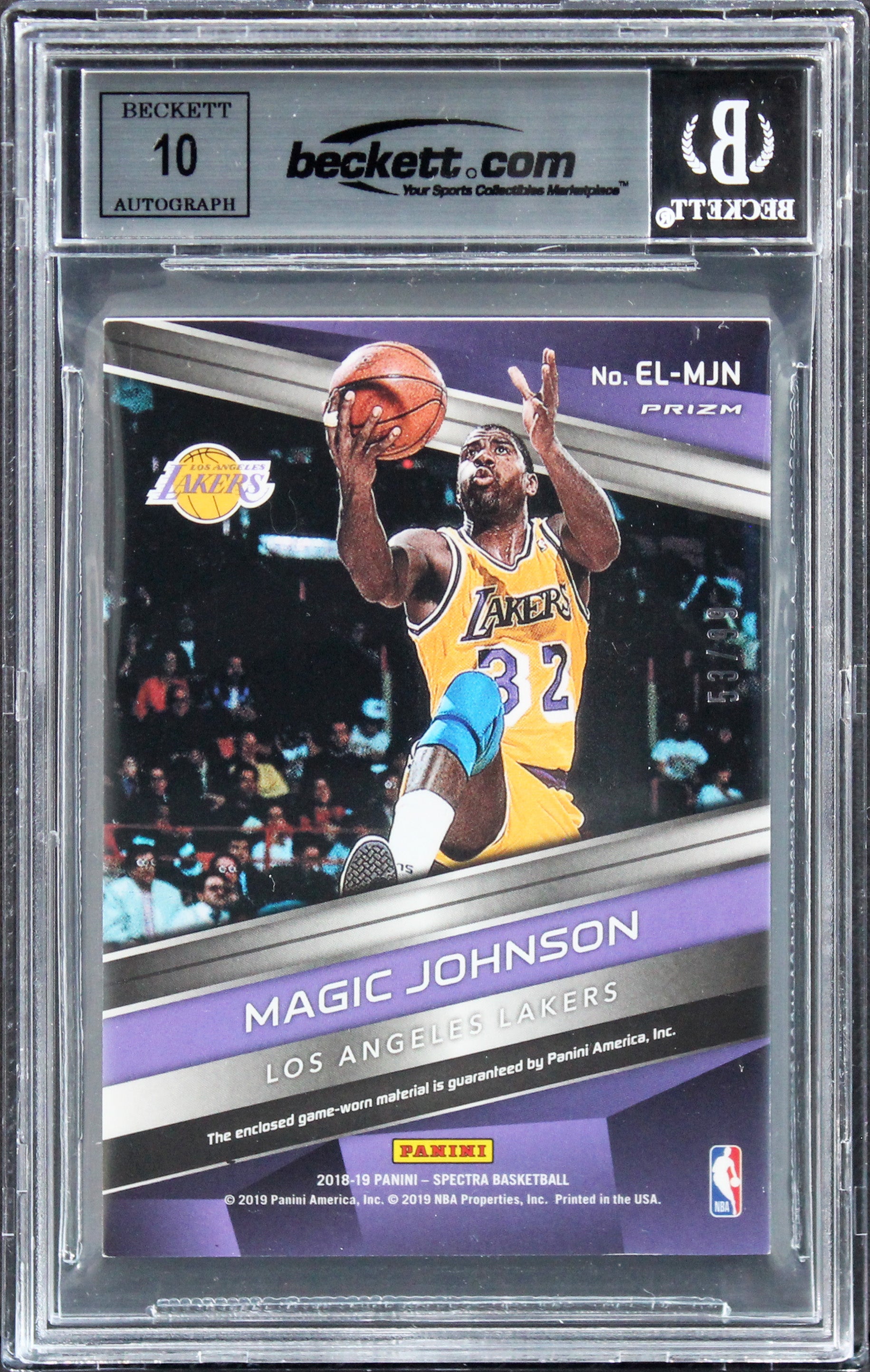 Magic Johnson Signed 2018 Panini Spectra Epic Legends #19 Card Auto 10! BAS Slab