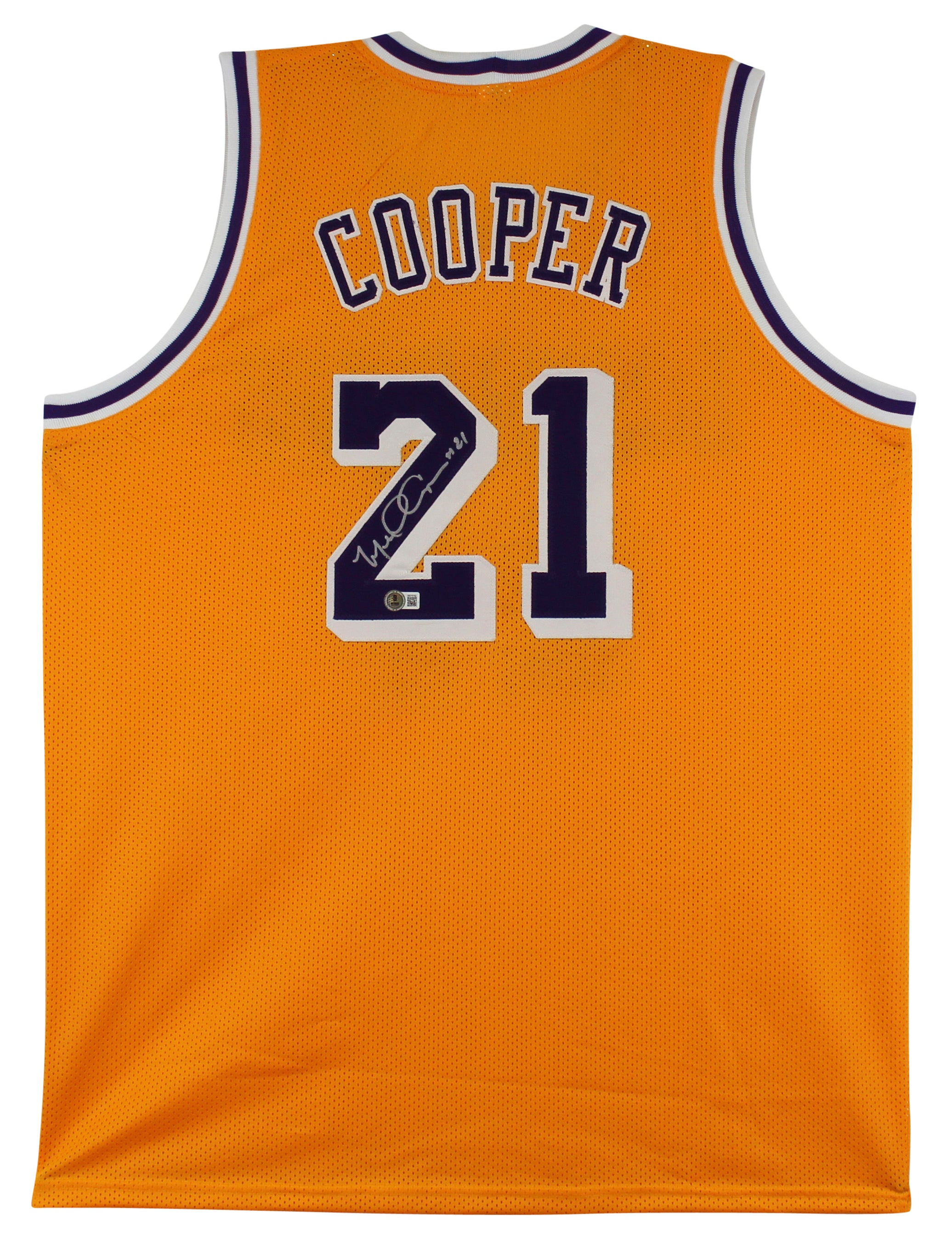 Michael Cooper Authentic Signed Yellow Pro Style Jersey BAS Witnessed