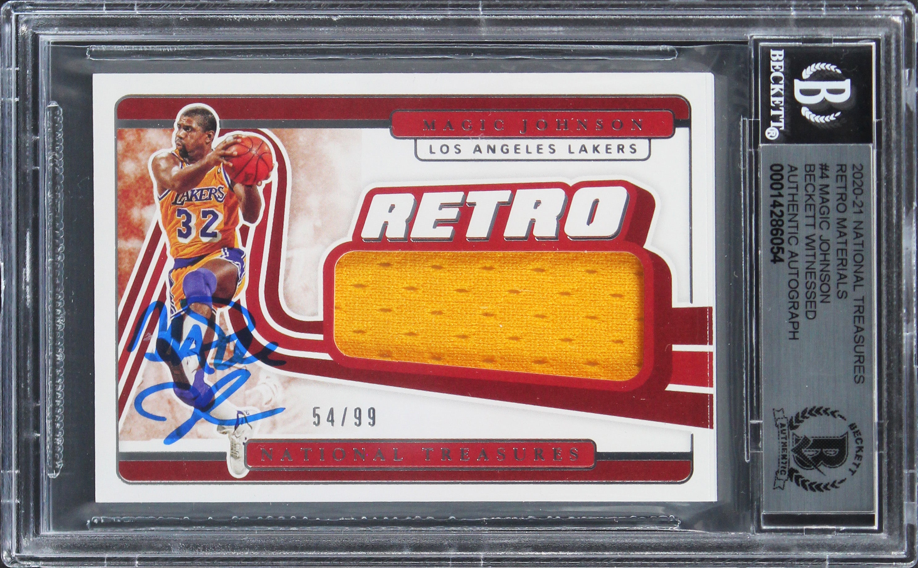 Magic Johnson Signed 2020 National Treasures Retro #4 Card Auto 10! BAS Slab 1