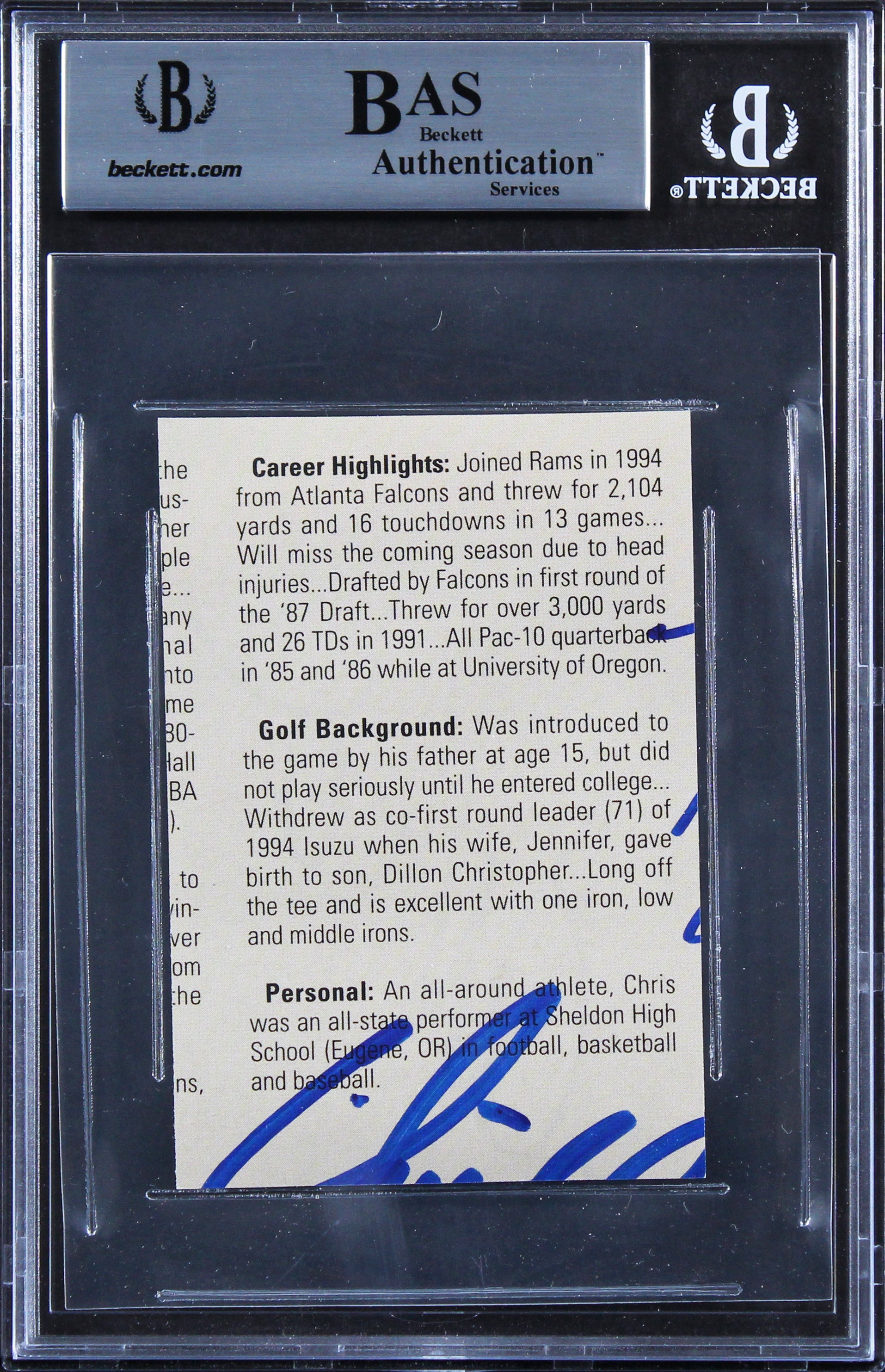 Dolphins Dan Marino Authentic Signed 2.75x4 Cut Signature BAS Slabbed
