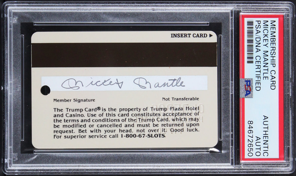 Yankees Mickey Mantle Signed Trump Plaza Casino Membership Card PSA/DNA Slabbed