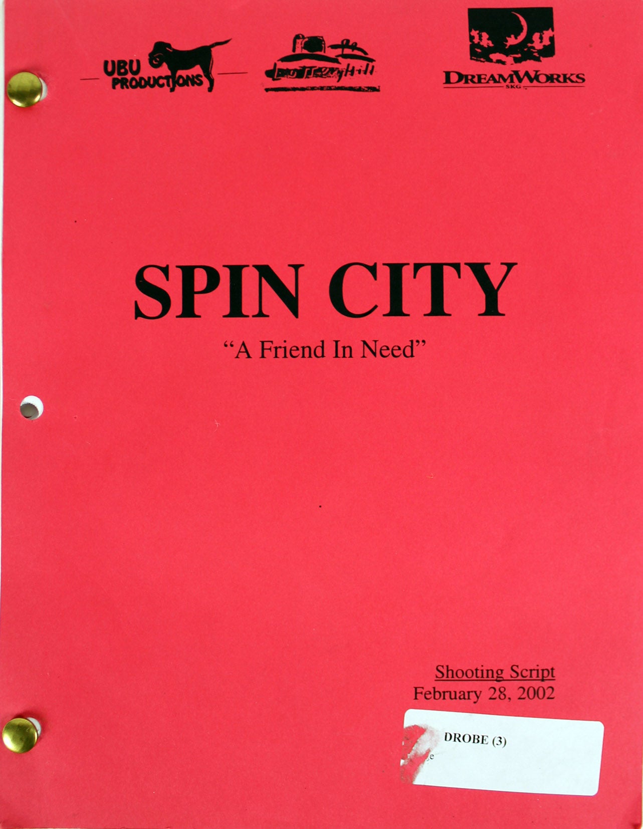 Spin City February 28, 2002 "A Friend In Need" Episode Shooting Script Unsigned