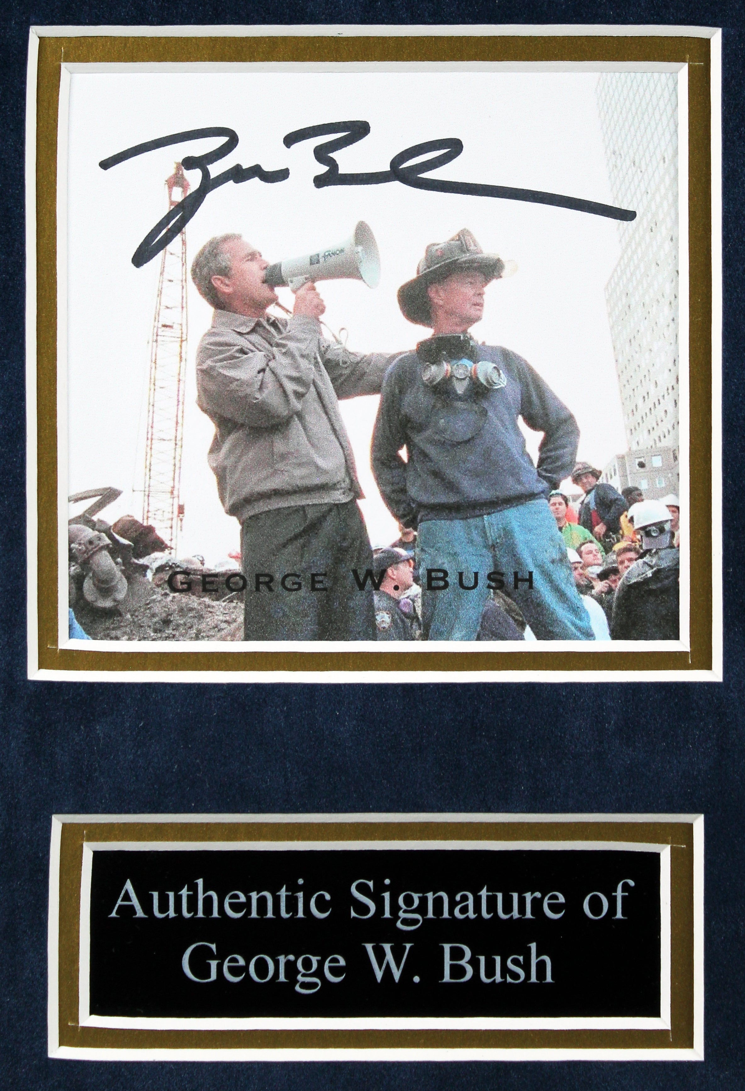 George H.W. Bush & George W. Bush Signed Cut Sig Framed Display BAS #AB76231