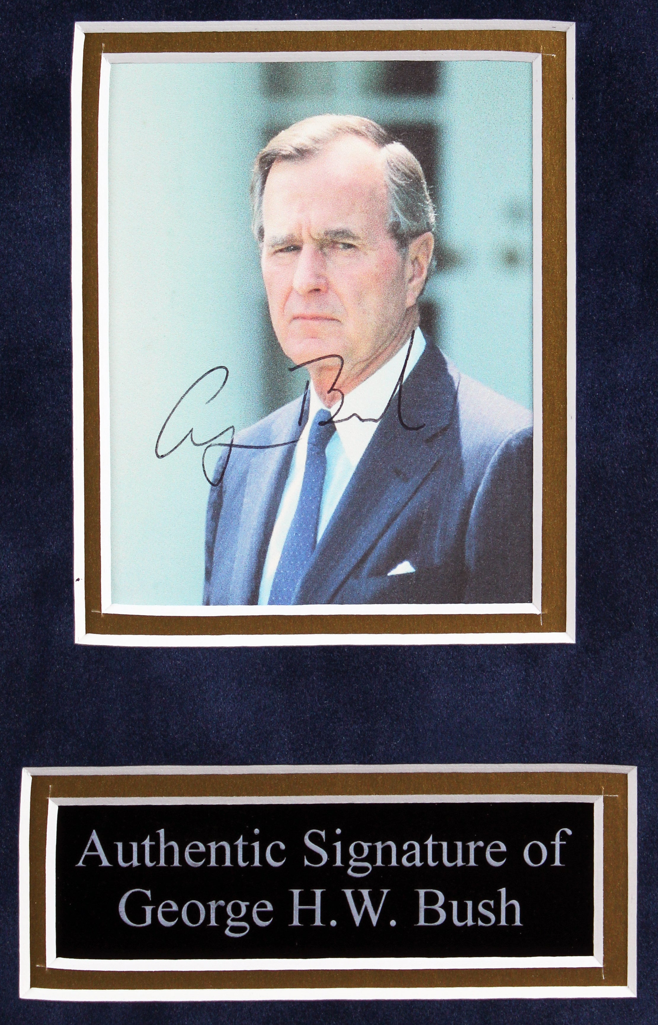 George H.W. Bush & George W. Bush Signed Cut Sig Framed Display BAS #AB76231