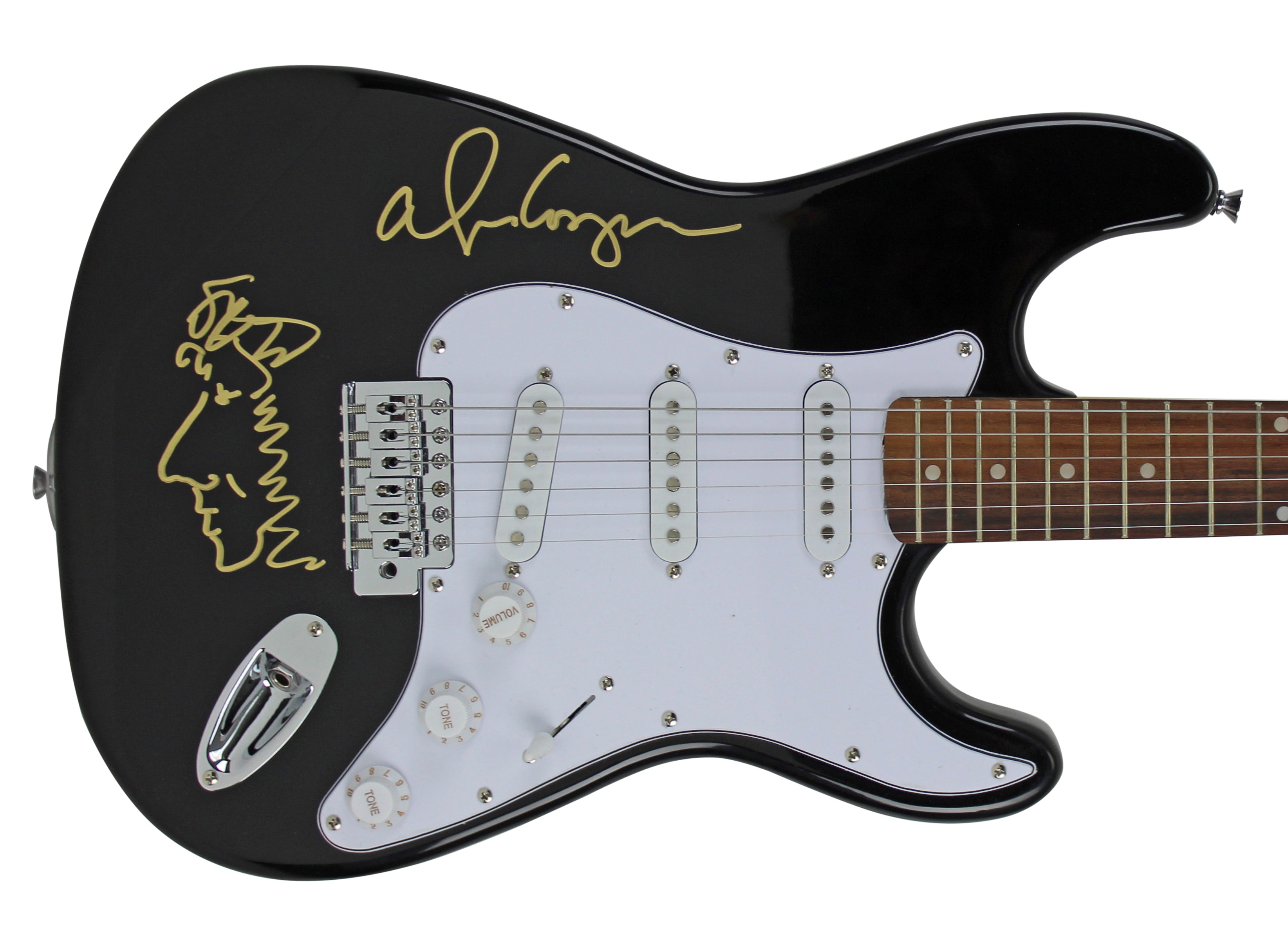 Alice Cooper Signed Black Electric Guitar w/ Self Portrait Sketch BAS #WC91083