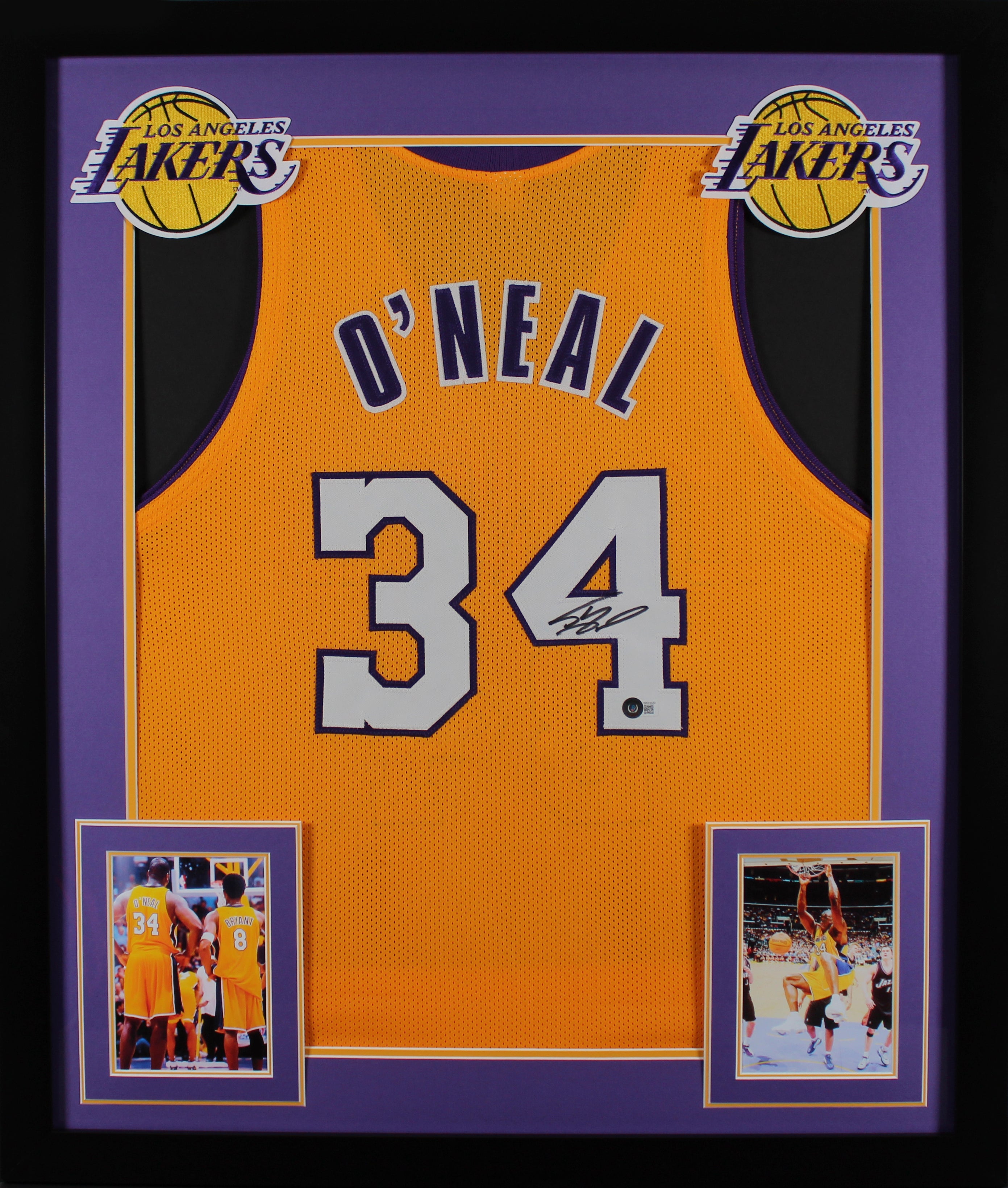 Shaquille O'Neal Authentic Signed Yellow Pro Style Framed Jersey BAS Witnessed