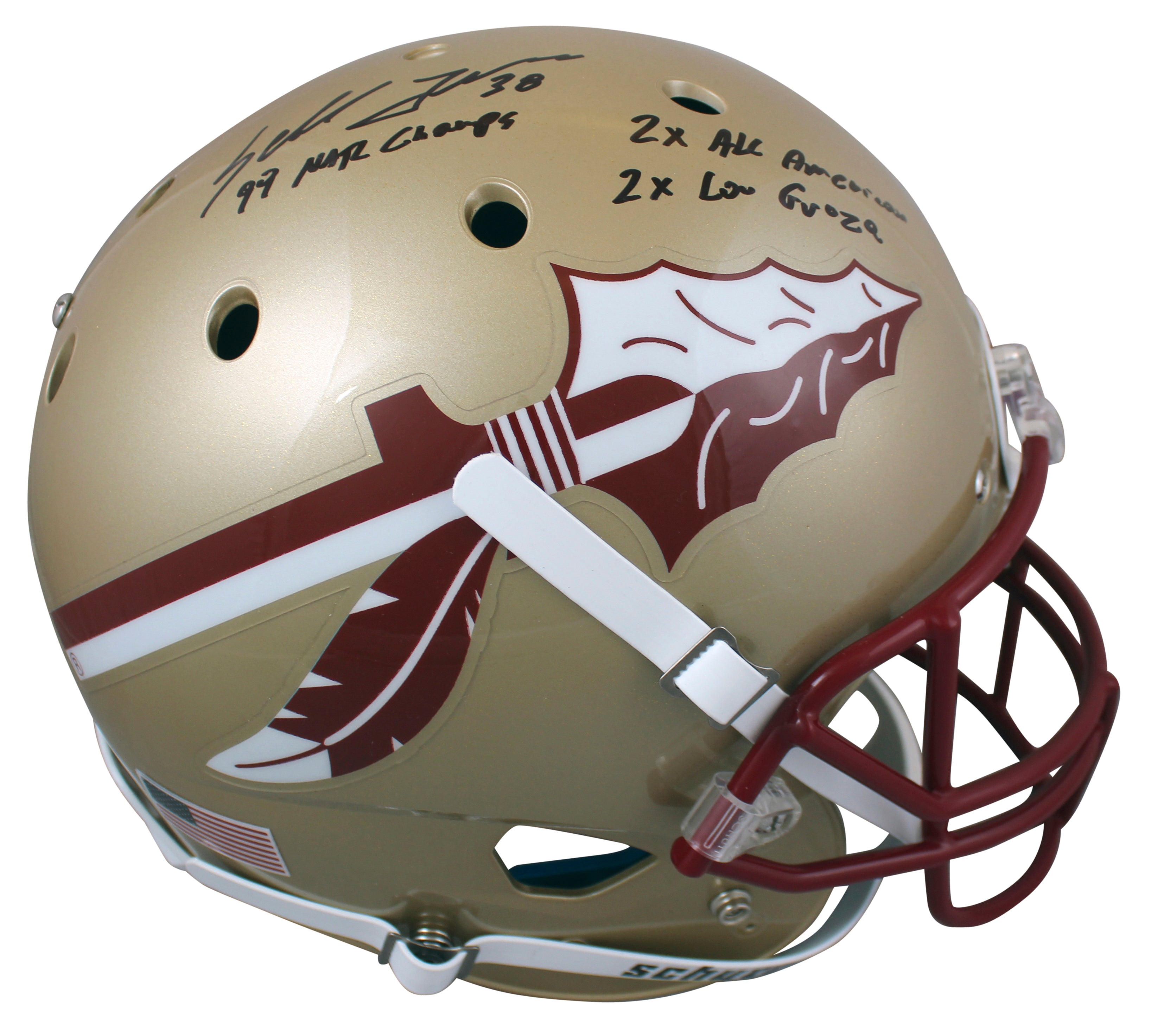 FSU Sebastian Janikowski "3x Insc" Signed Schutt Full Size Rep Helmet BAS Wit