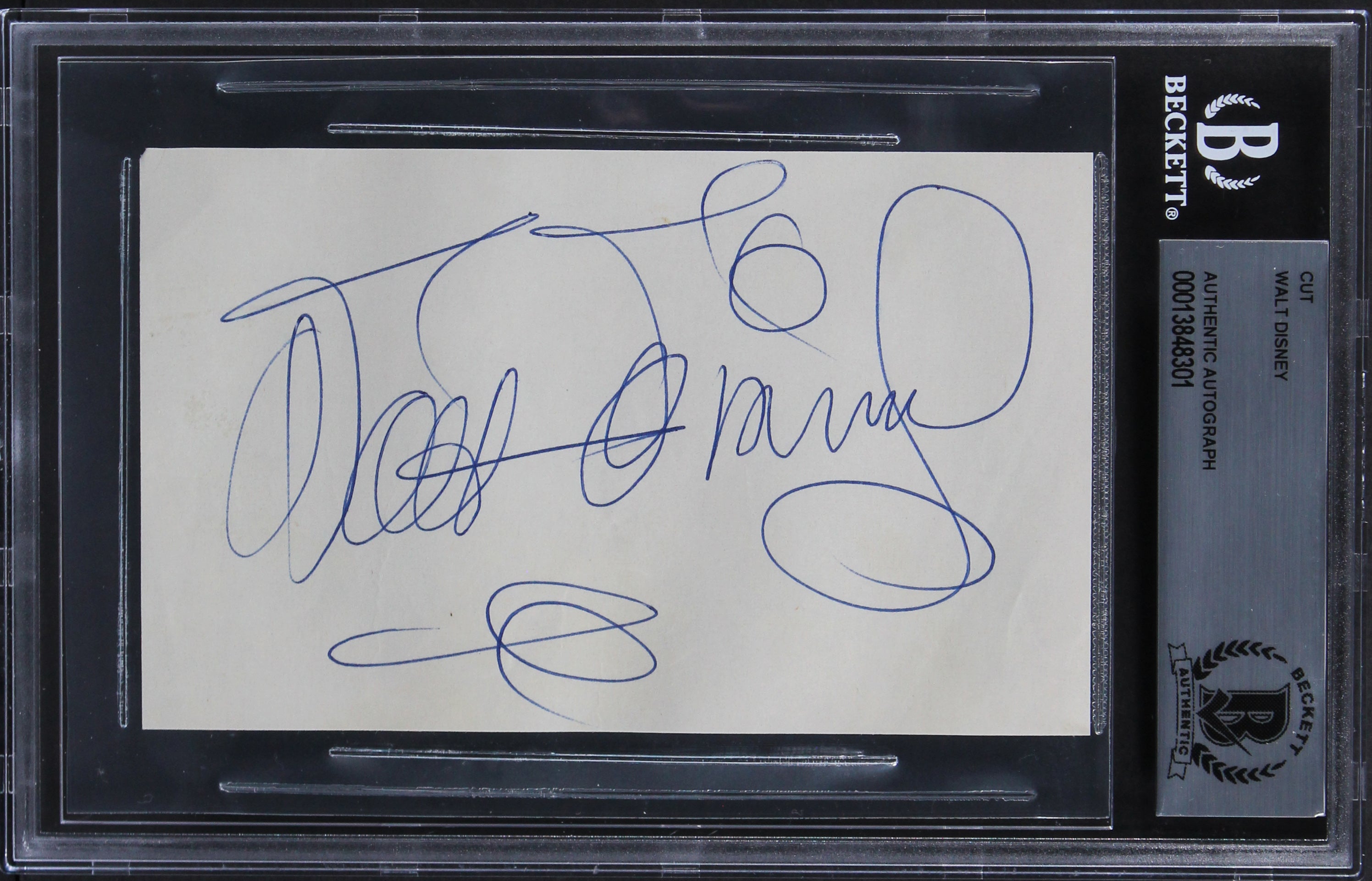 Walt Disney Authentic Signed 3x5 Cut Signature Autographed BAS Slabbed