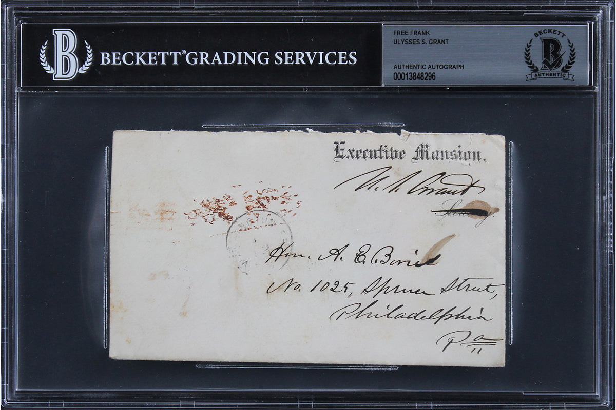 Ulysses S. Grant Signed Executive Mansion Presidential Free Frank BAS Slabbed