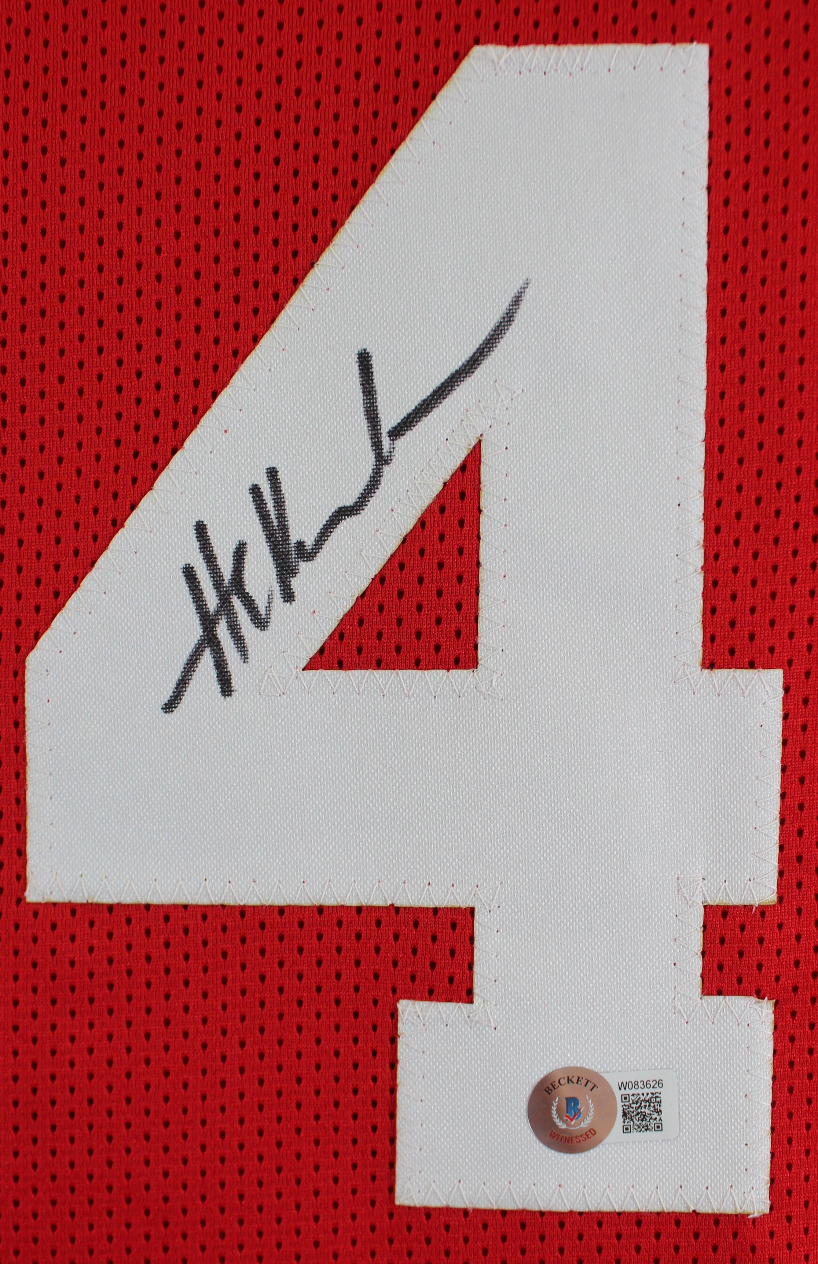 Hakeem Olajuwon Authentic Signed Red Pro Style Jersey Autographed BAS Witnessed