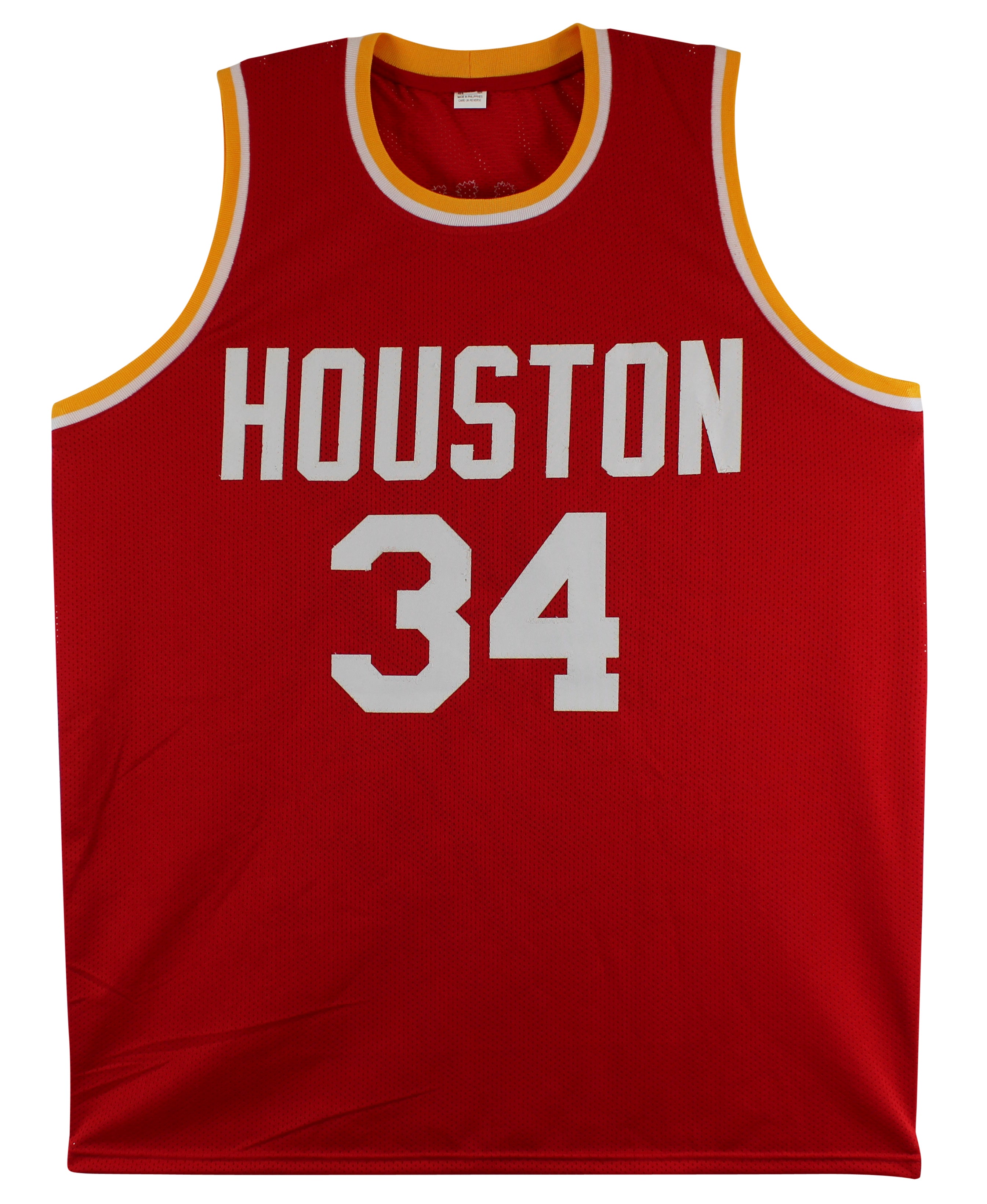 Hakeem Olajuwon Authentic Signed Red Pro Style Jersey Autographed BAS Witnessed