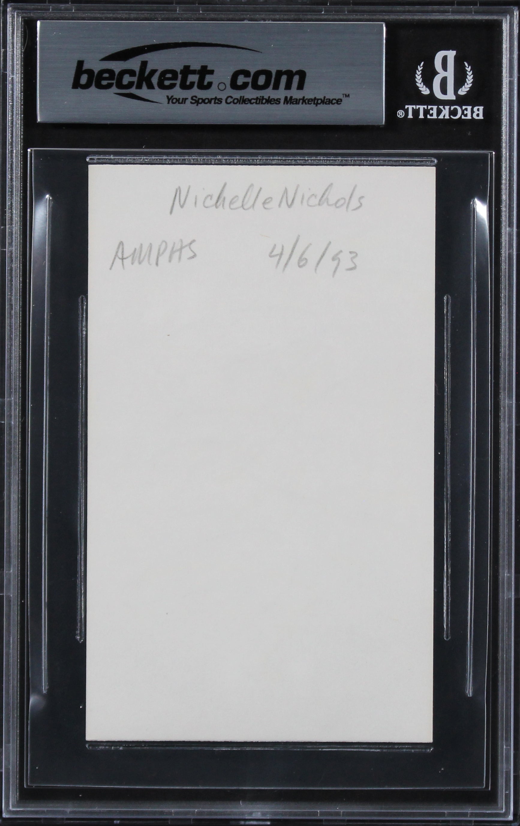 Nichelle Nichols Star Trek Authentic Signed 3x5 Index Card BAS Slabbed