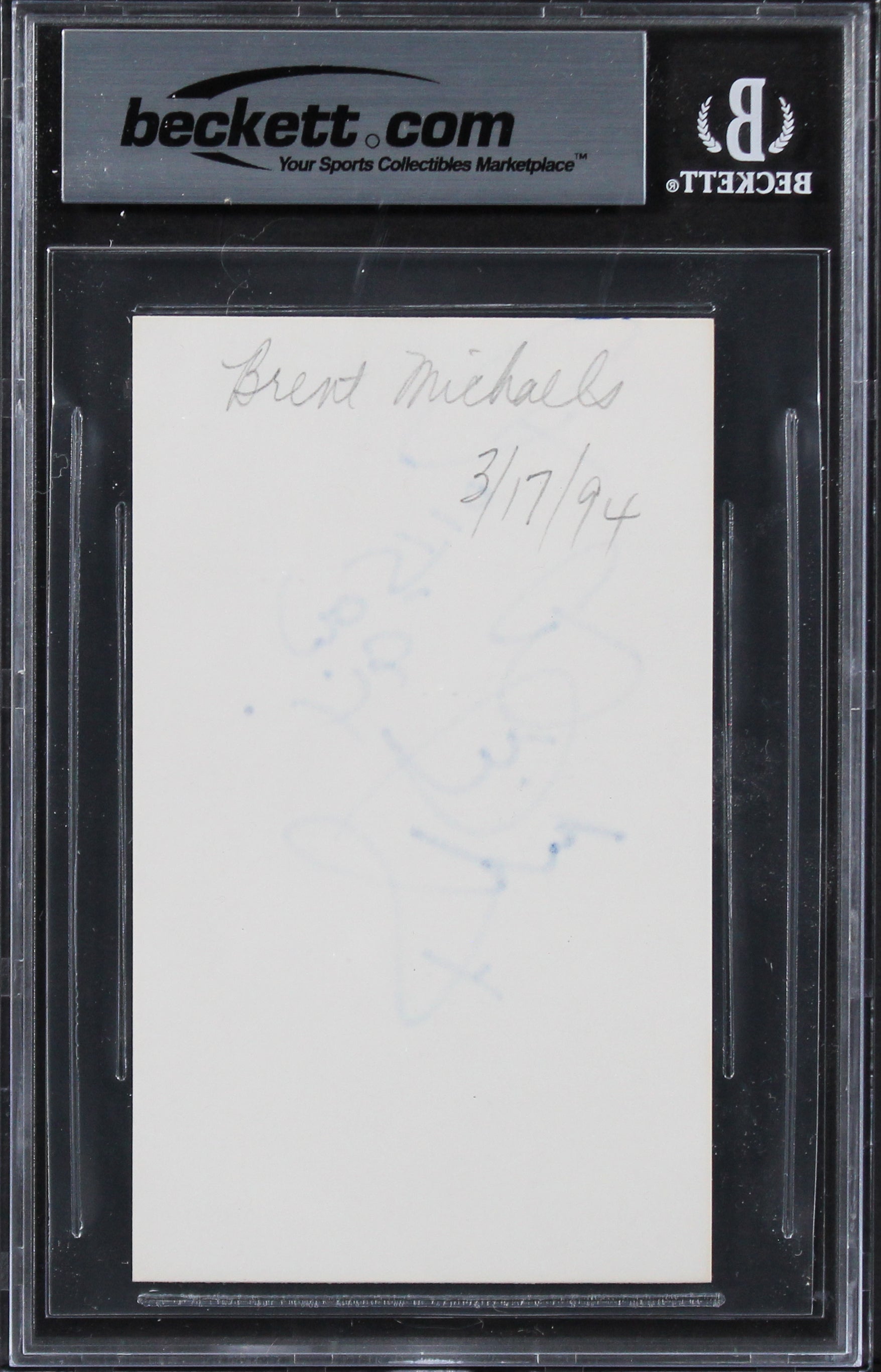 Bret Michaels Poison "Poison 94" Authentic Signed 3x5 Index Card BAS Slabbed