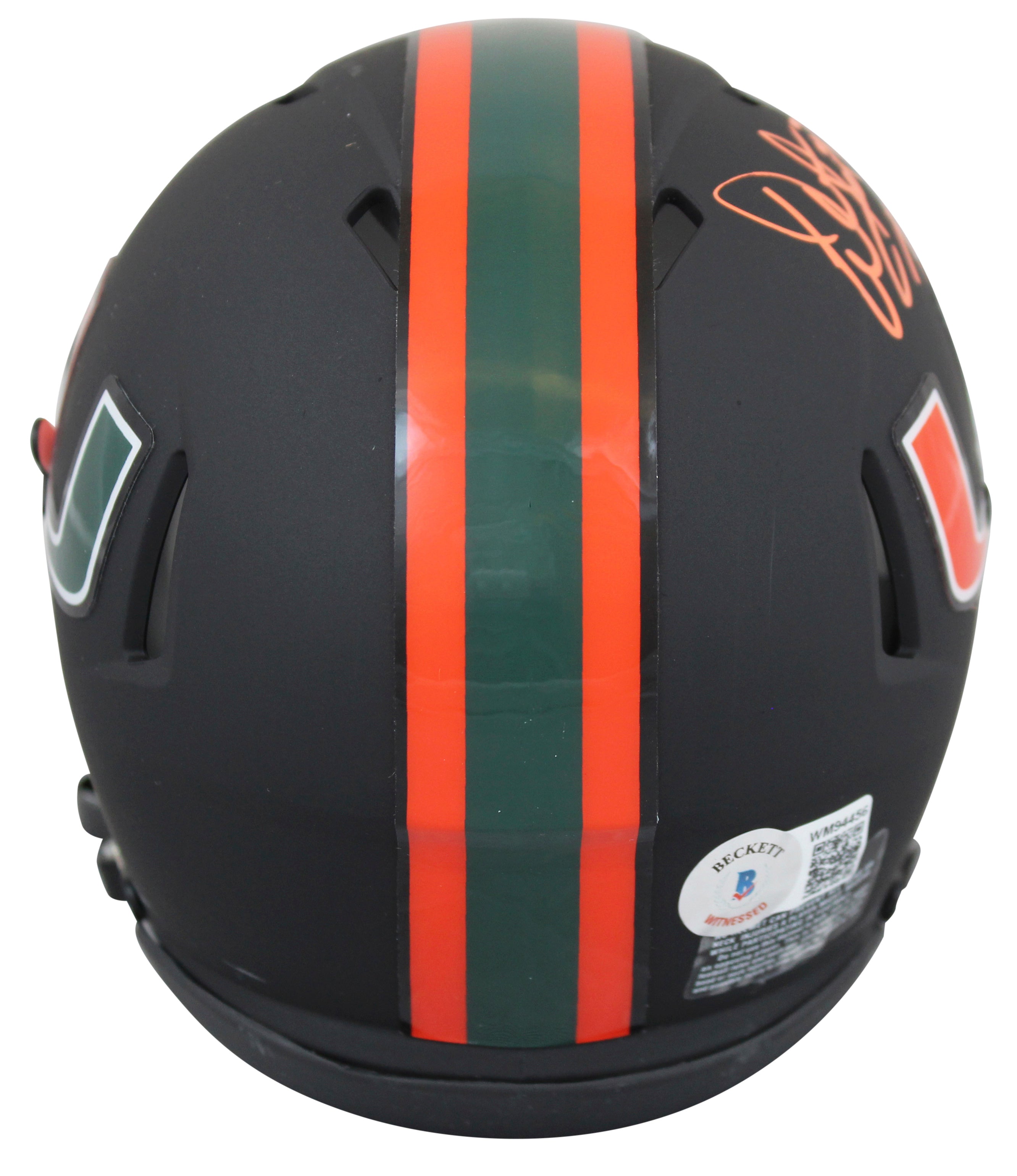 Miami Warren Sapp "The U" Signed 2017 Nights Alt Black Speed Mini Helmet BAS Wit