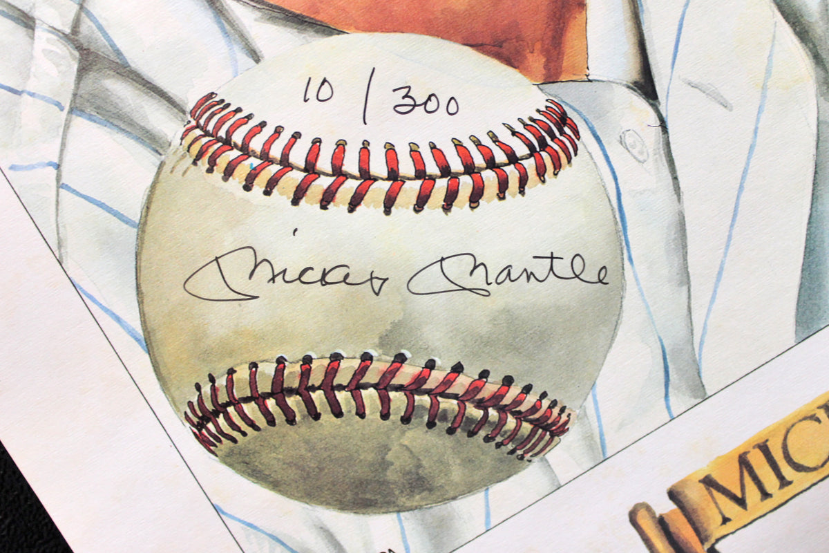 Yankees Mickey Mantle Signed 18x24 LE #10/300 Jodauga Lithograph PSA #A11527
