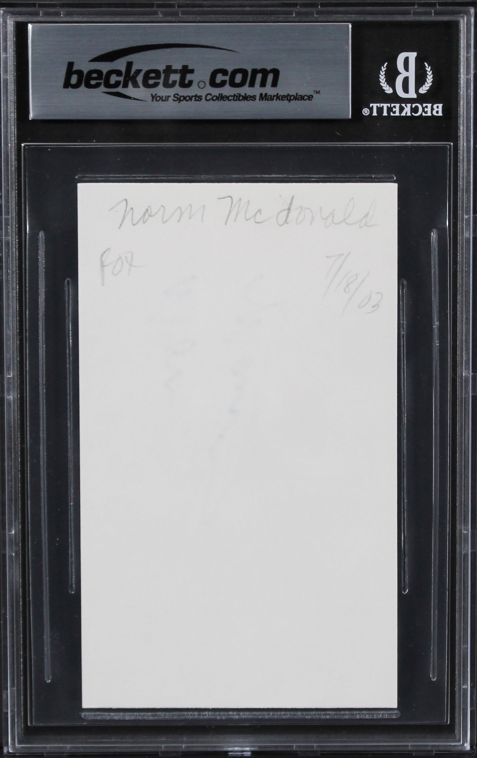 Norm Macdonald Saturday Night Live Authentic Signed 3x5 Index Card BAS Slabbed